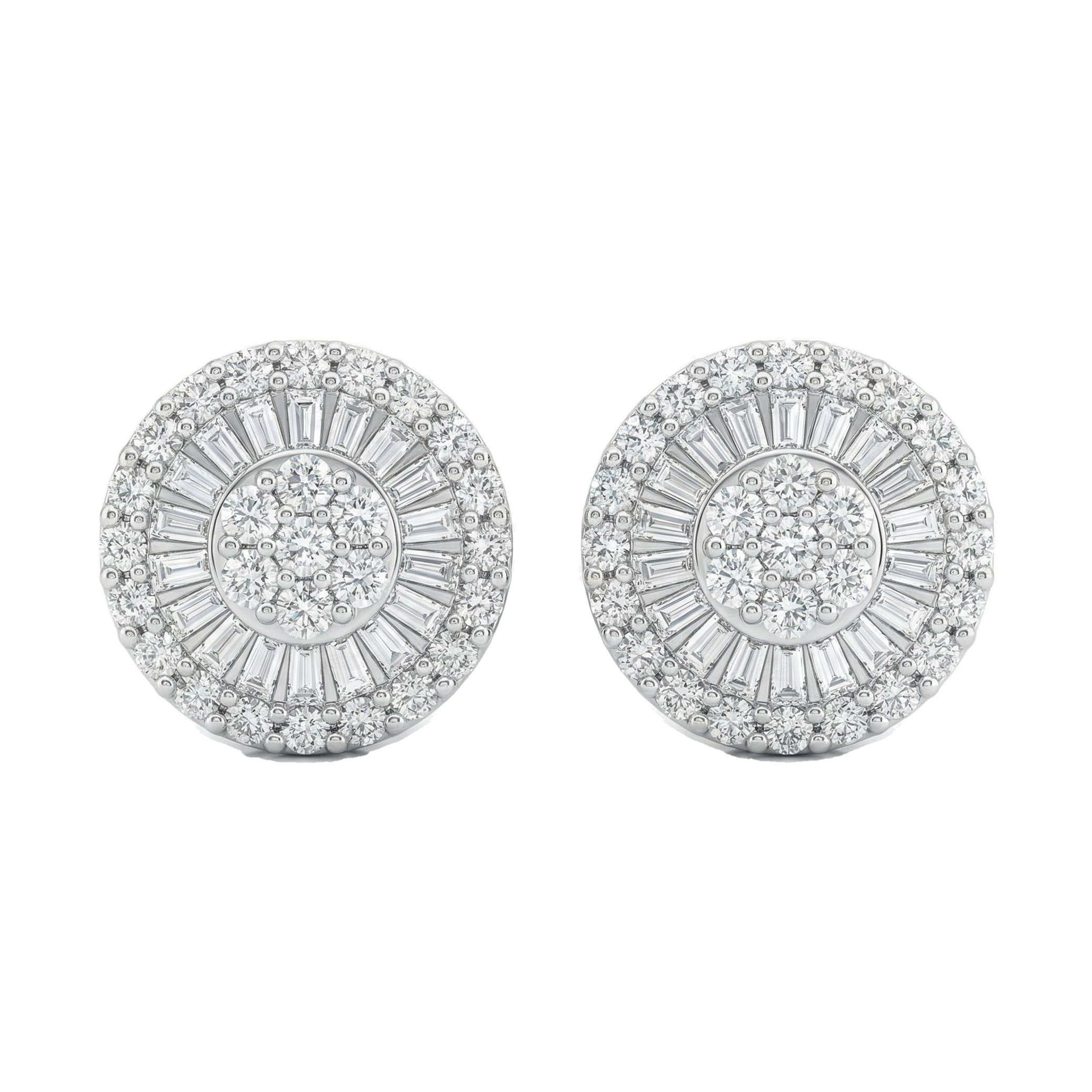 0.85 ct EF VS Lab Grown DIamond Cluster Earrings in 14k White Gold 16382