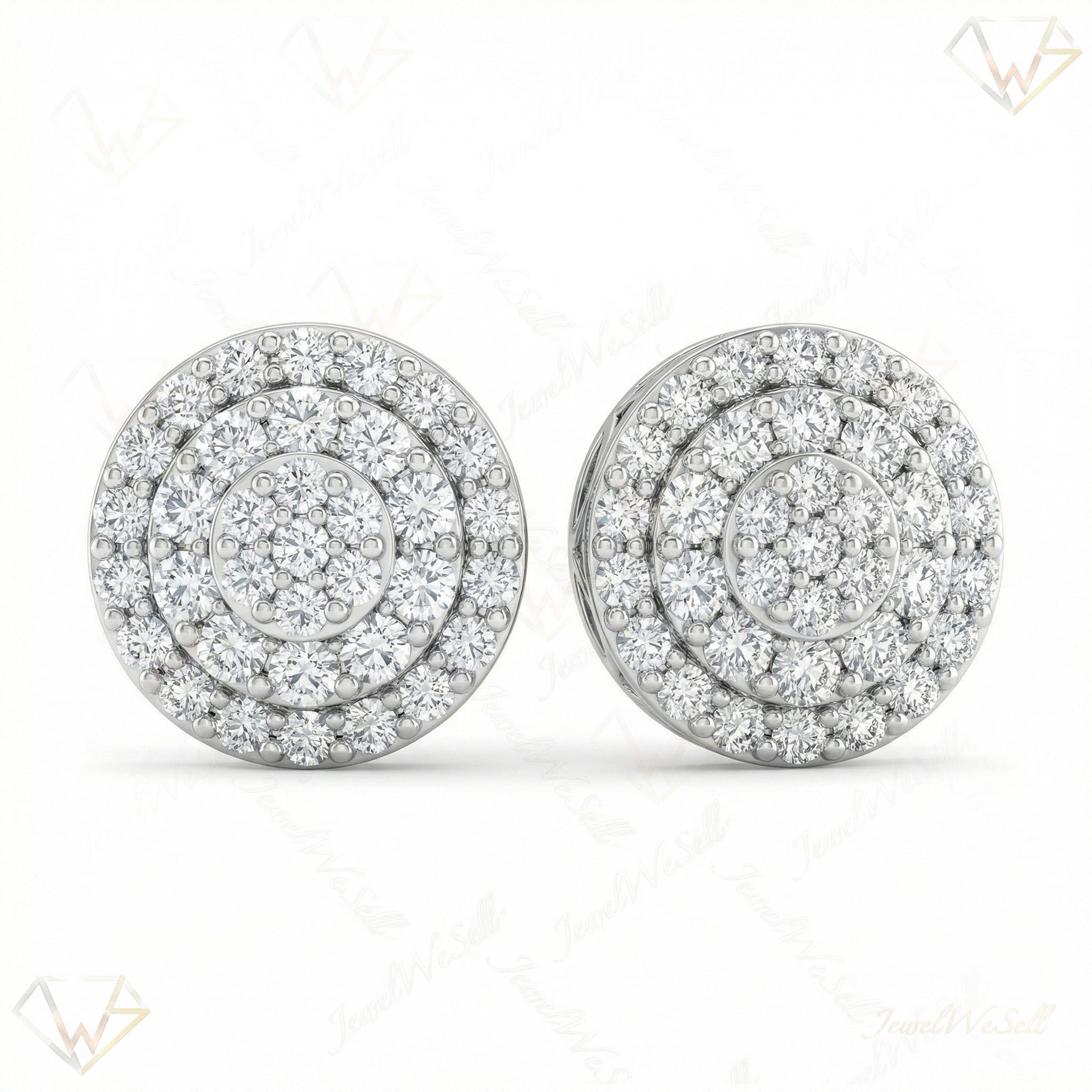 0.60 ct EF VS Lab Grown DIamond Cluster Earrings in 14k White Gold 16426