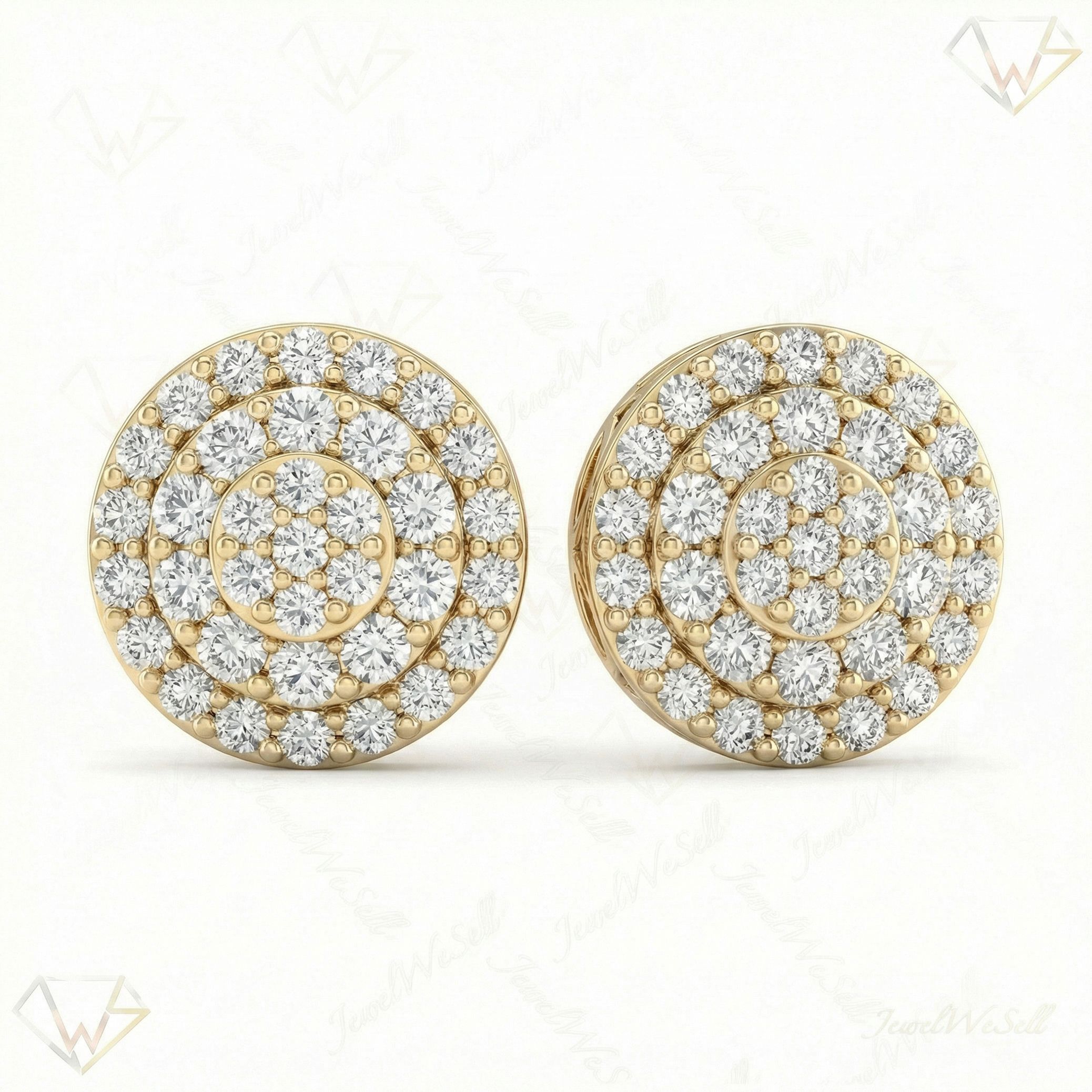 0.60 ct EF VS Lab Grown DIamond Cluster Earrings in 14k Yellow Gold 16426