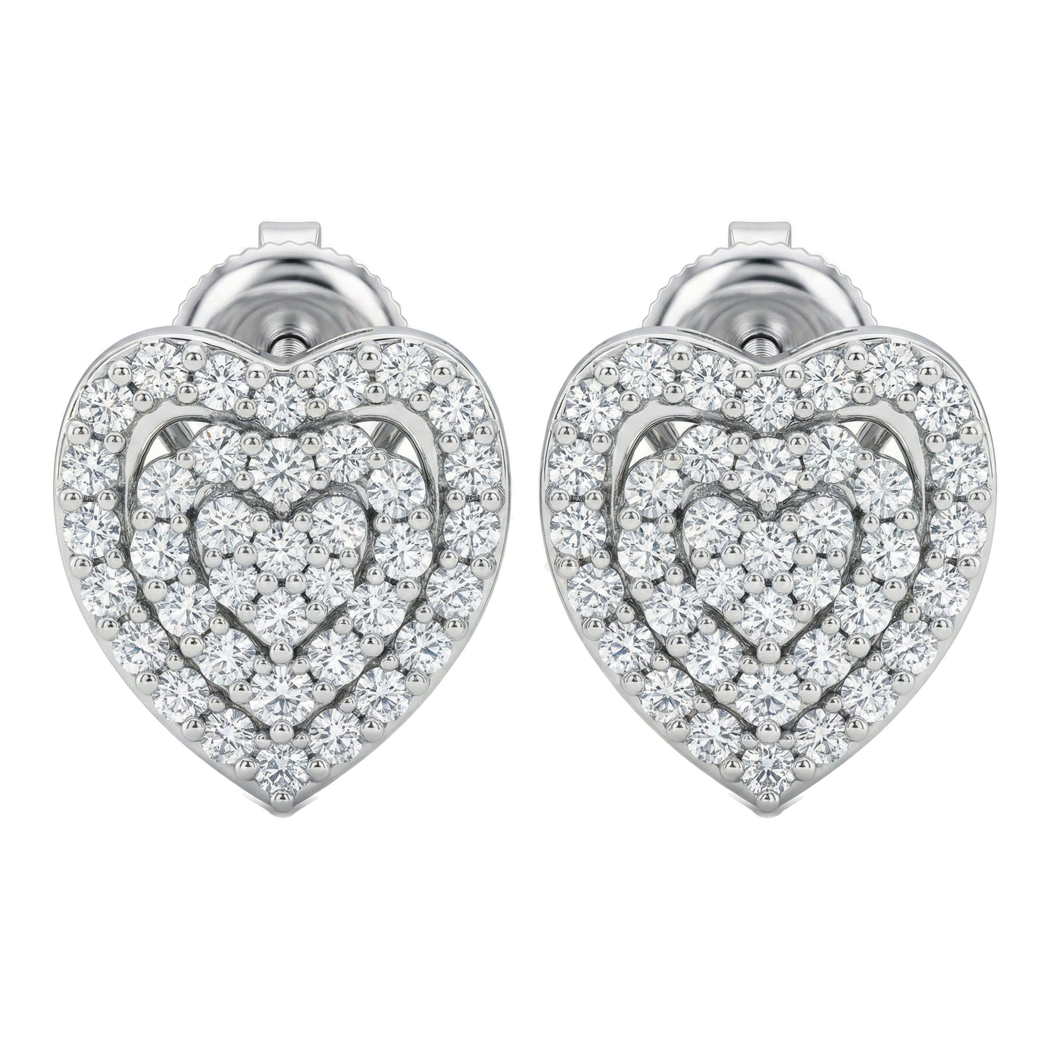 0.55 ct EF VS Lab Grown DIamond Heart Earrings in 10k White Gold 16427