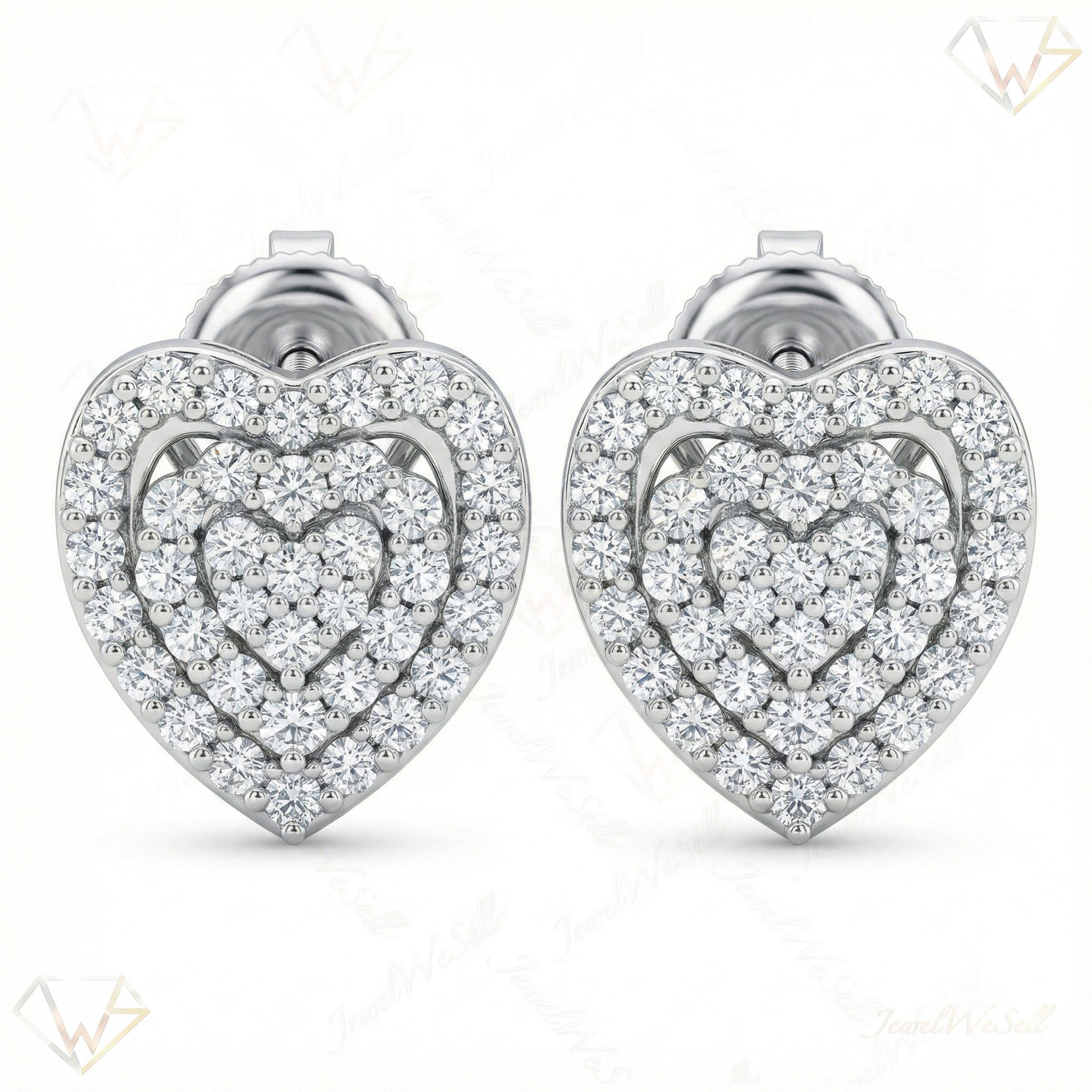0.55 ct EF VS Lab Grown DIamond Heart Earrings in 14k White Gold 16427