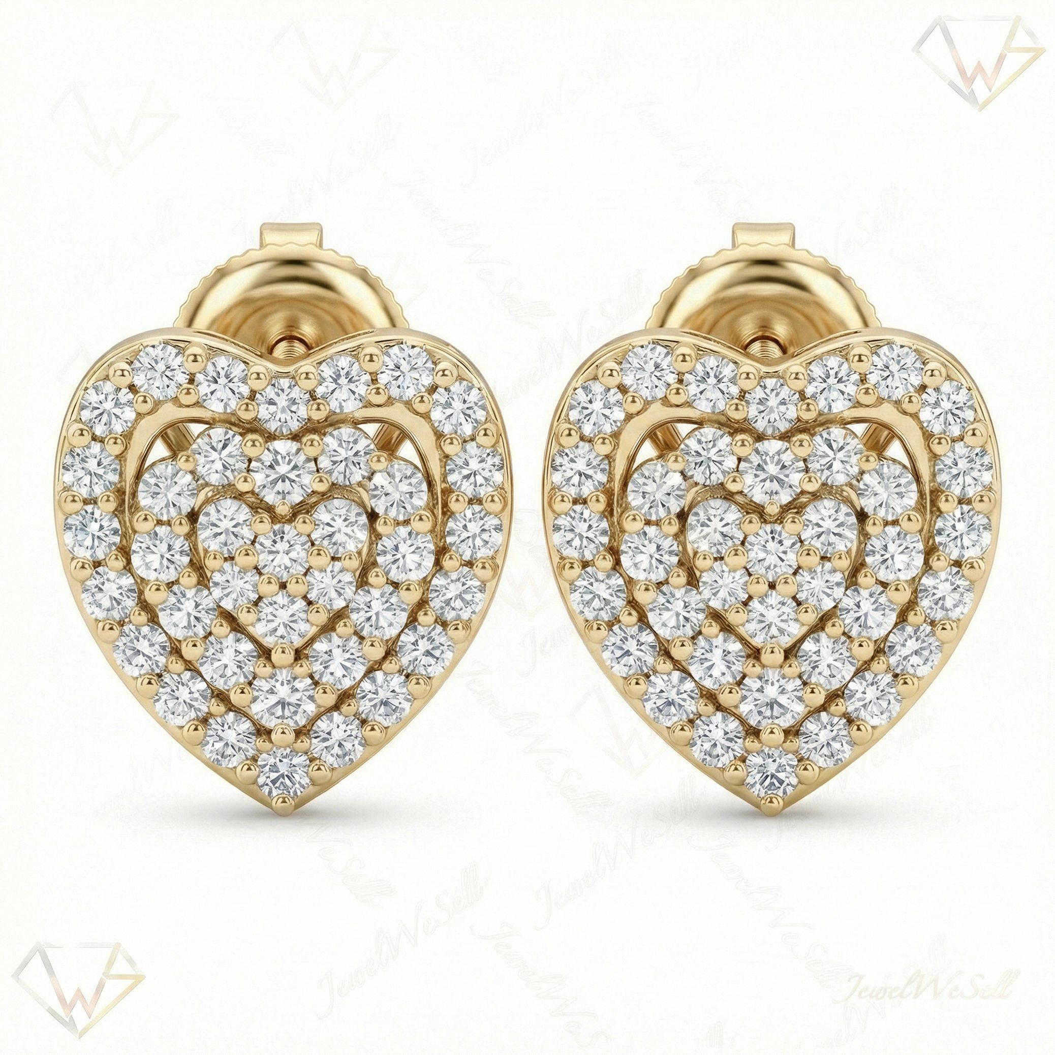 0.55 ct EF VS Lab Grown DIamond Heart Earrings in 14k Yellow Gold 16427