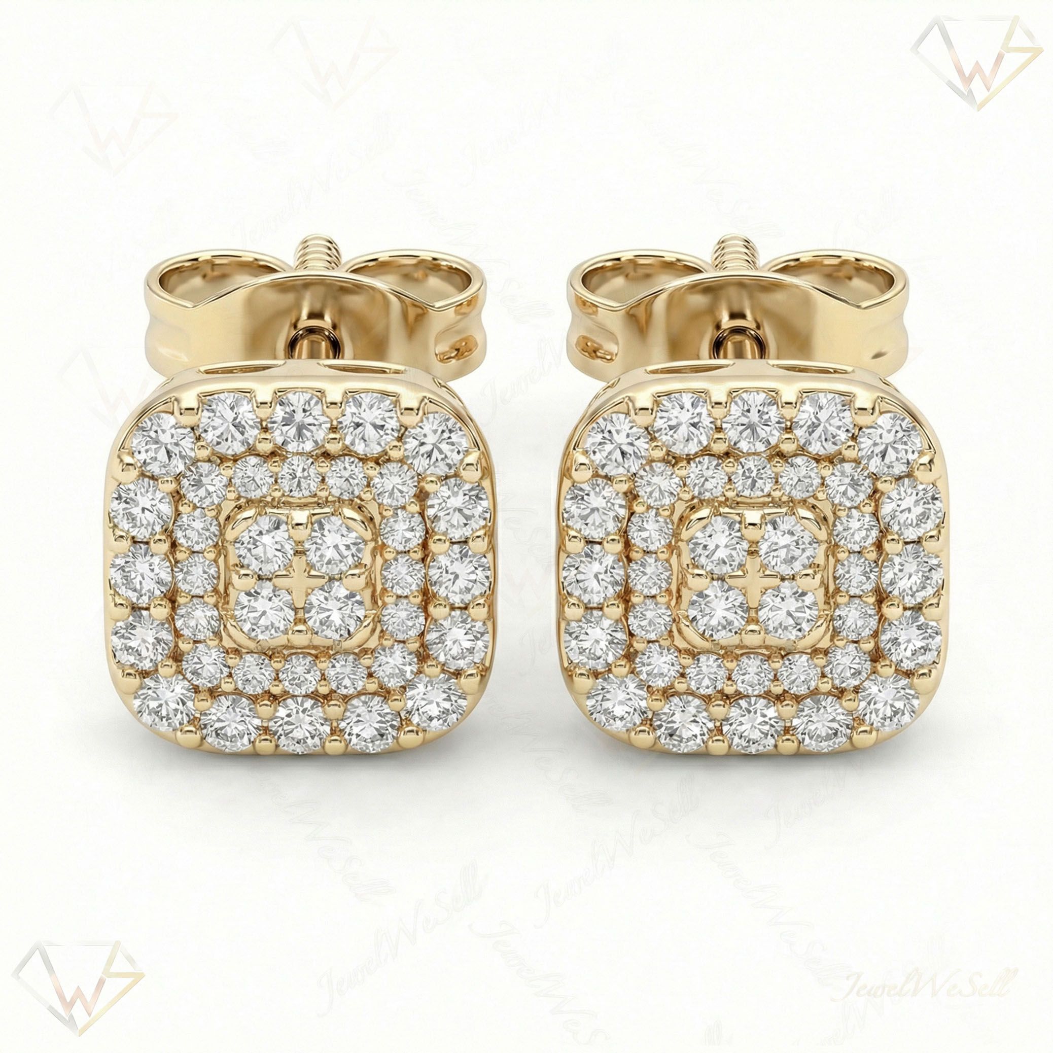 0.40 ct EF VS Lab Grown DIamond Square Earrings in 14k Yellow Gold 16428