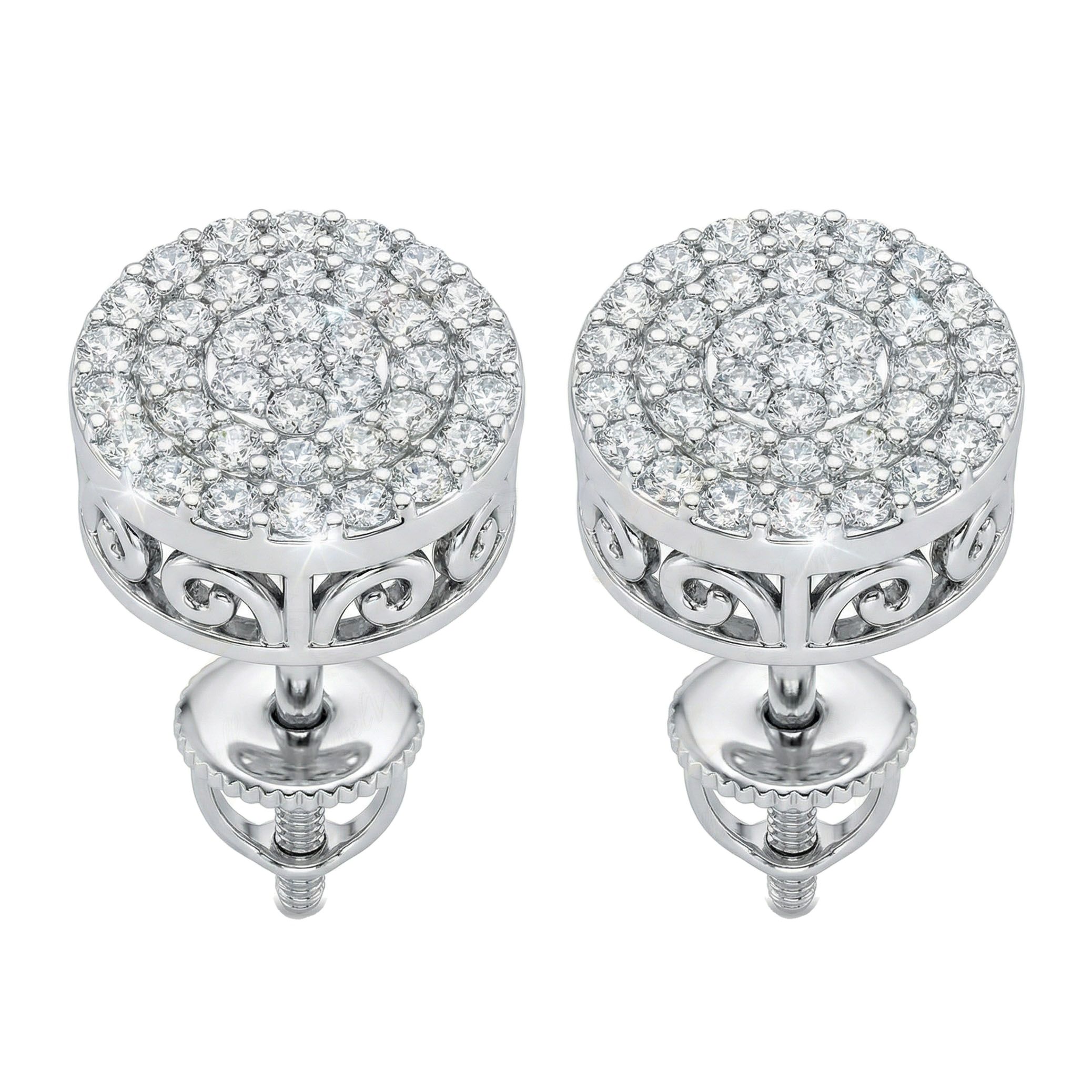 1.20 ct EF VS Lab Grown DIamond Micropave Earrings in 10k White Gold 16625
