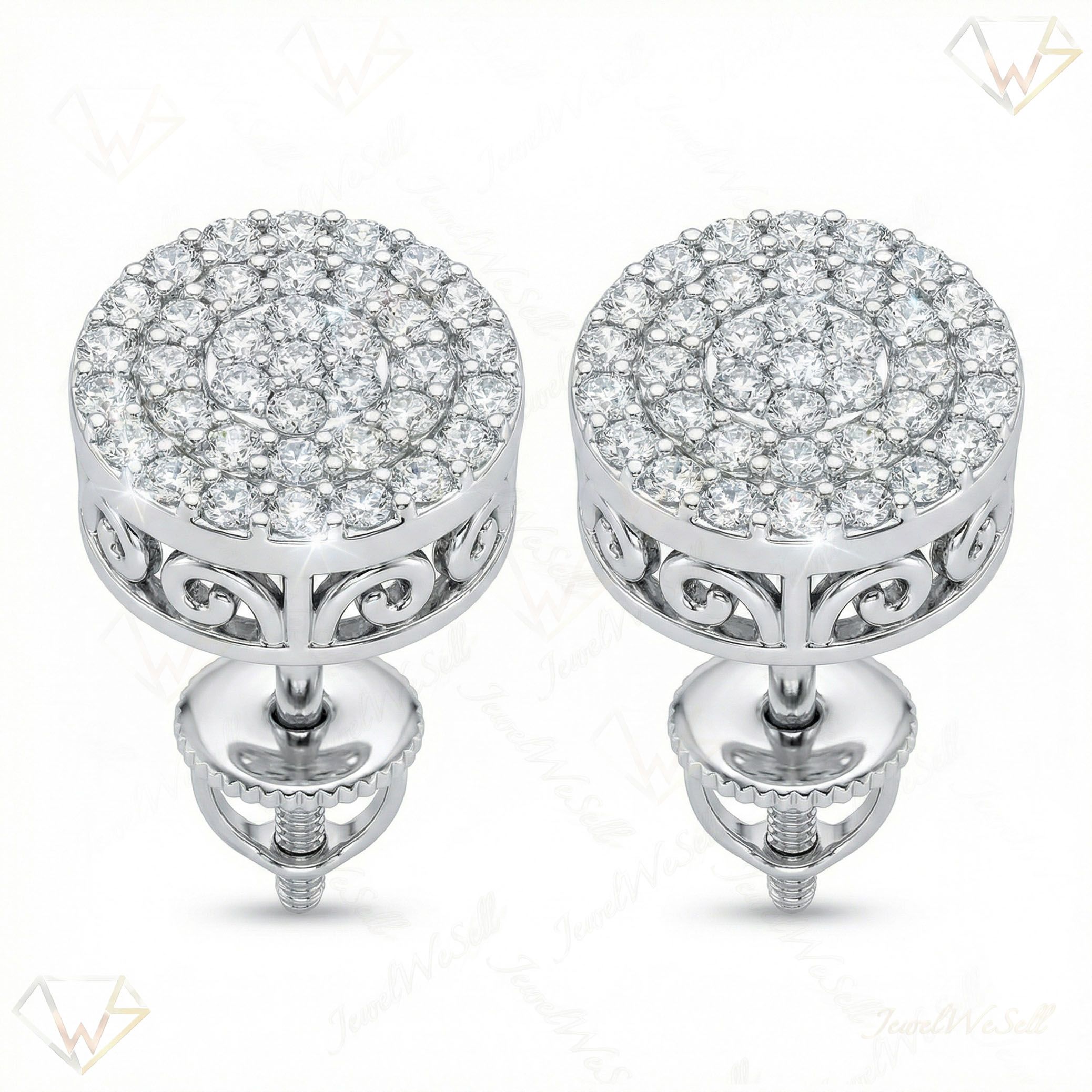 1.20 ct EF VS Moissanite Micropave Earrings in 925 Sterling Silver 16625