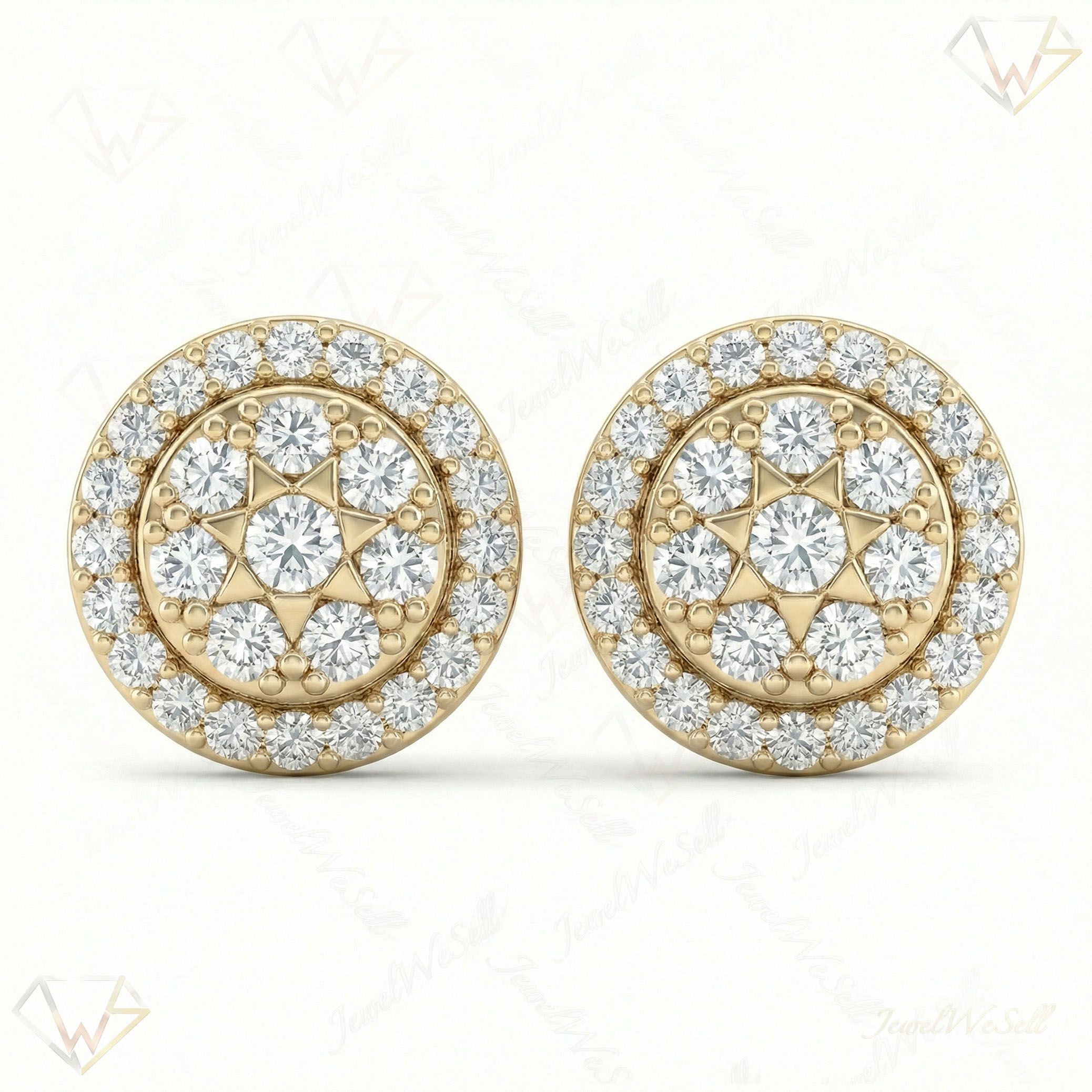 2.50 ct EF VS Lab Grown DIamond Cluster Earrings in 14k Yellow Gold 16632