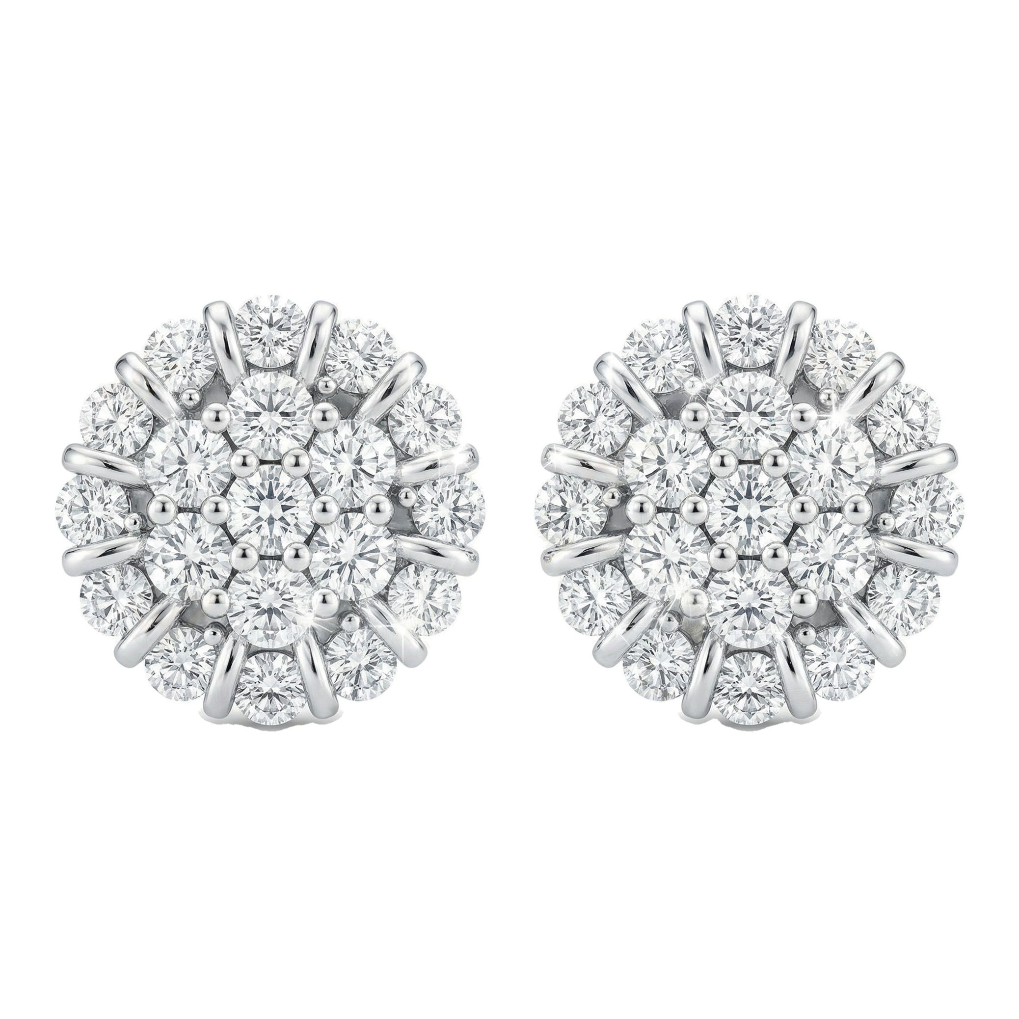 1.00 ct EF VS Moissanite Cluster Earrings in 925 Sterling Silver 16638
