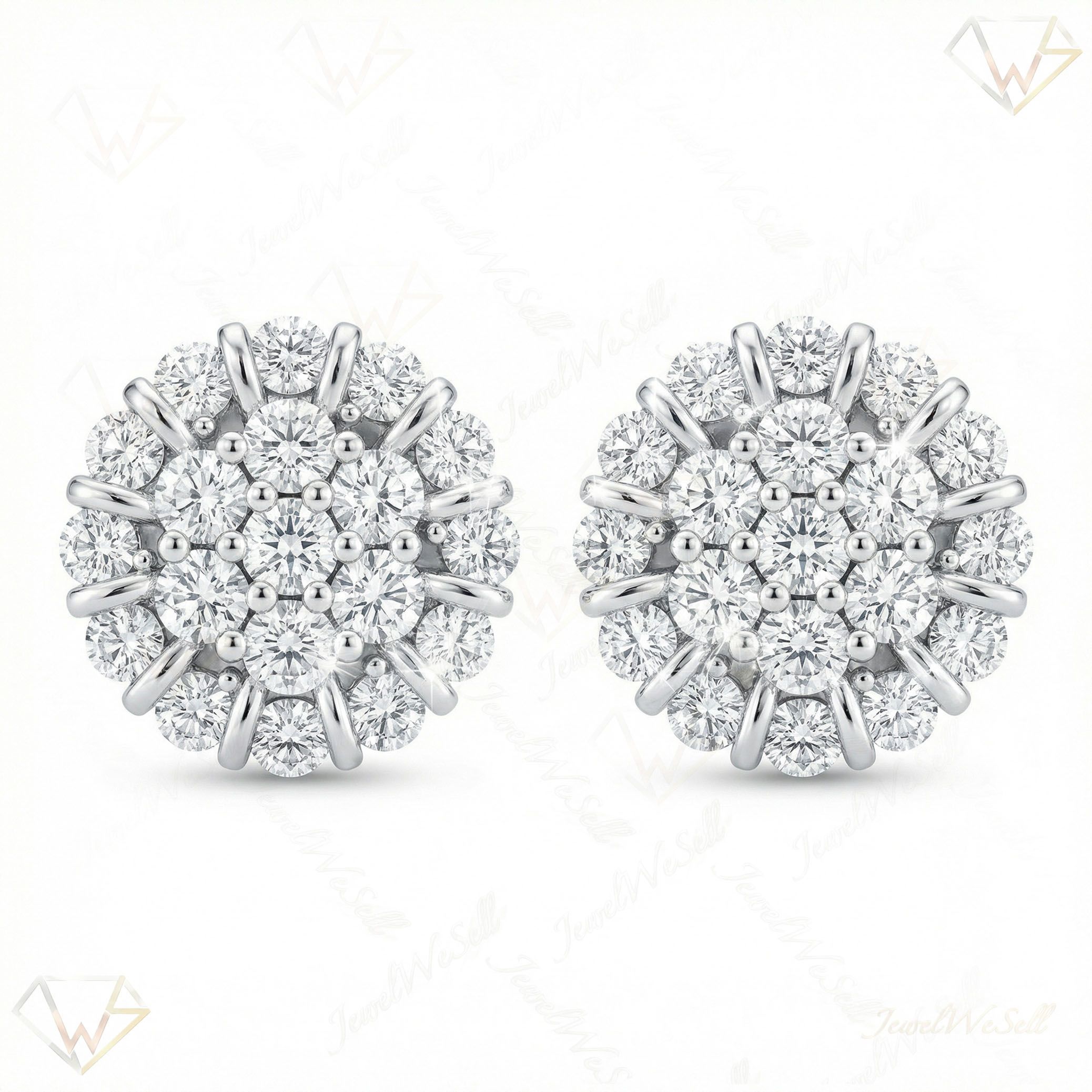 1.95 ct EF VS Lab Grown DIamond Cluster Earrings in 10k White Gold 16638