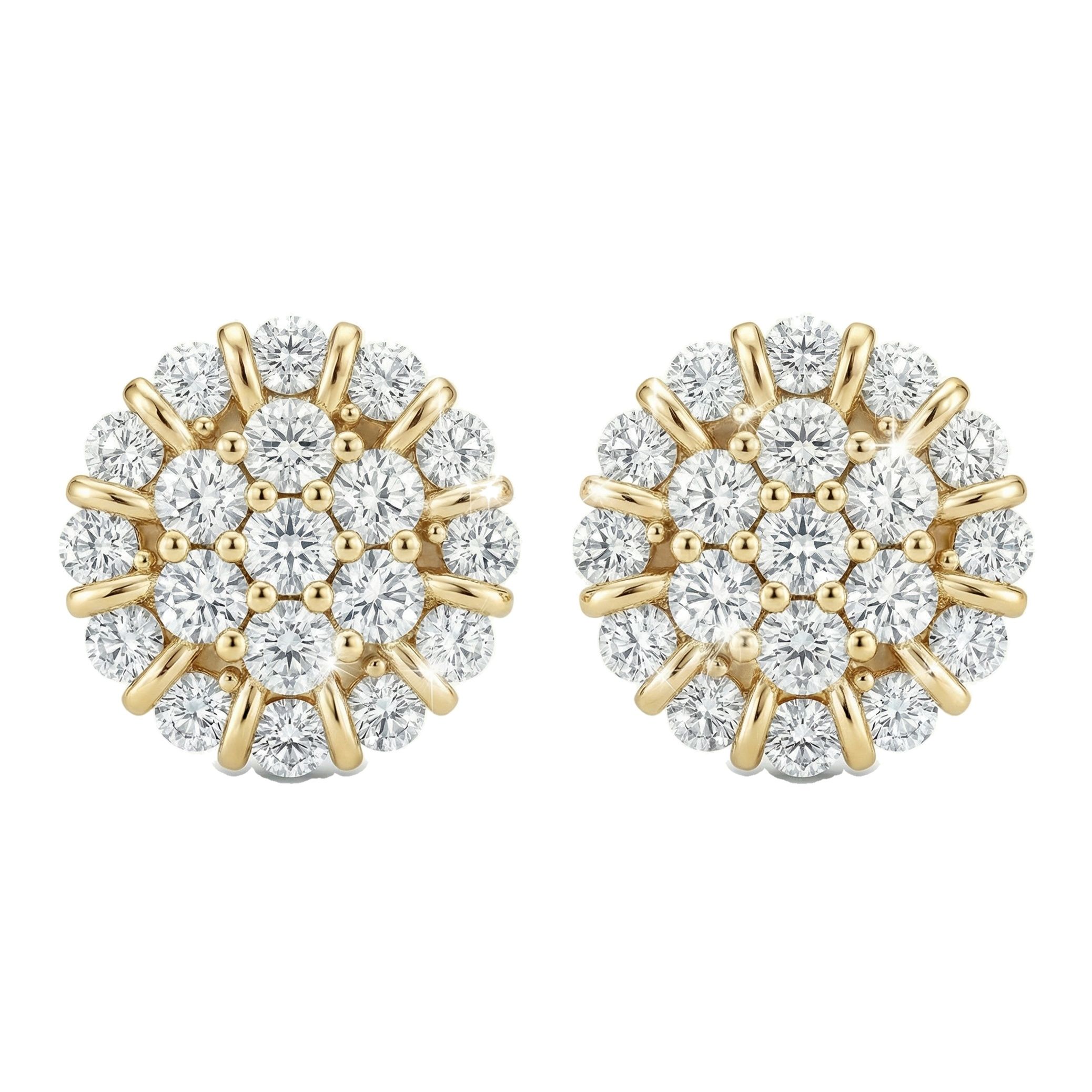 1.00 ct EF VS Lab Grown DIamond Cluster Earrings in 10k Yellow Gold 16638