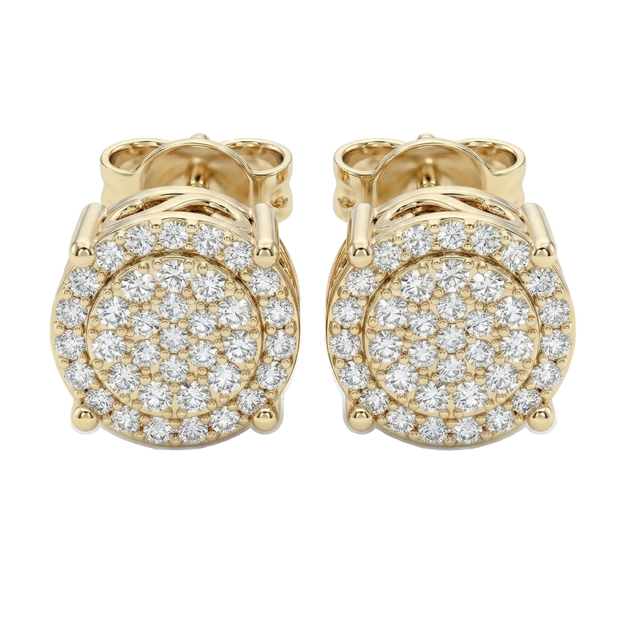 1.15 ct EF VS Lab Grown DIamond Cluster Earrings in 10k Yellow Gold 16639