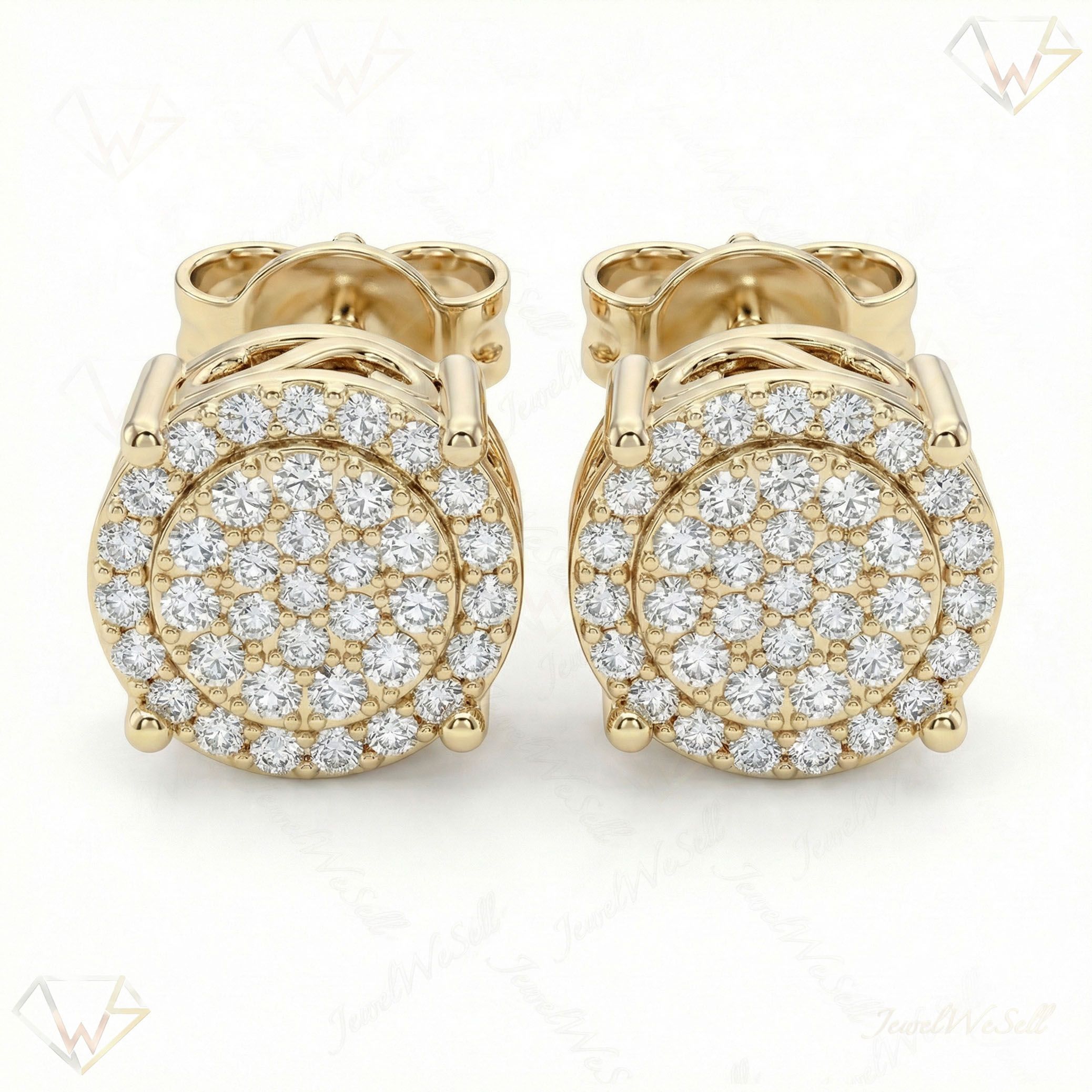 1.15 ct EF VS Lab Grown DIamond Cluster Earrings in 14k Yellow Gold 16639