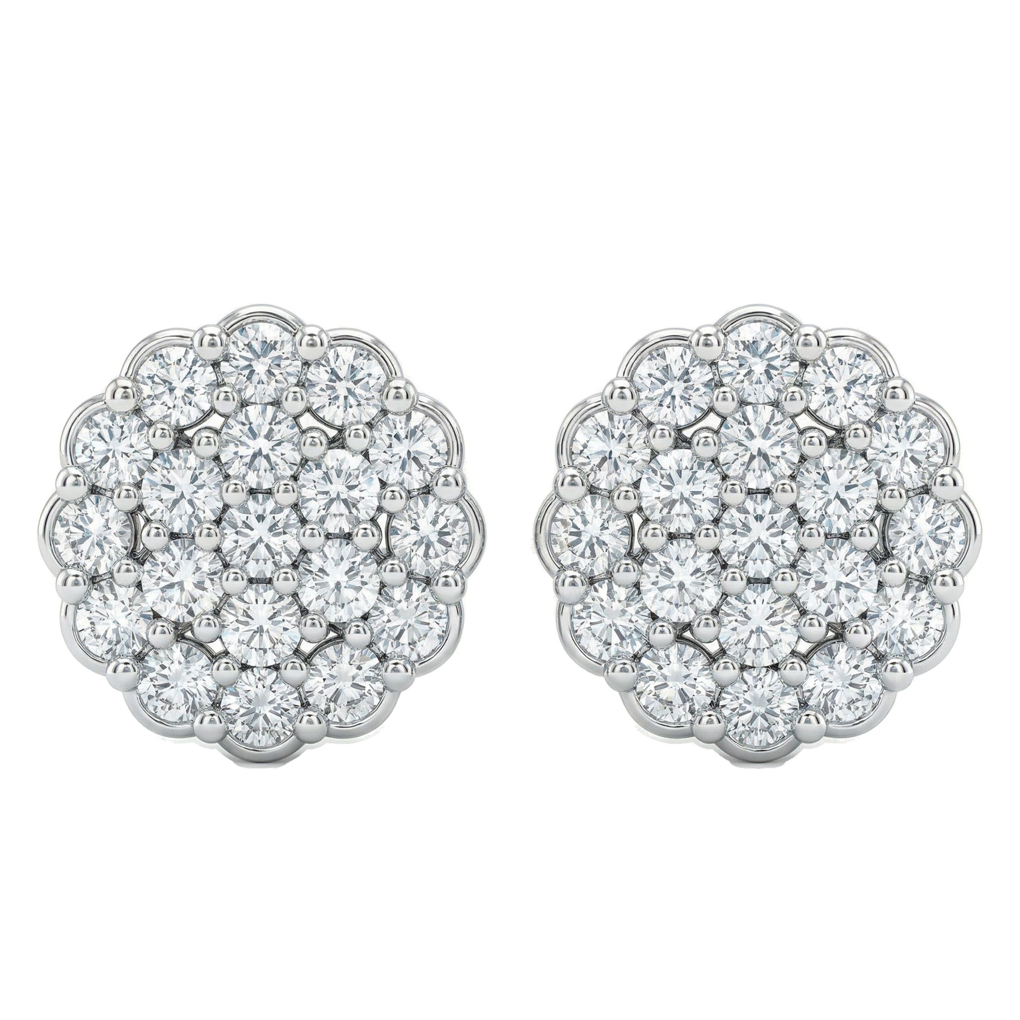 0.65 ct EF VS Lab Grown DIamond Cluster Earrings in 14k White Gold 16642