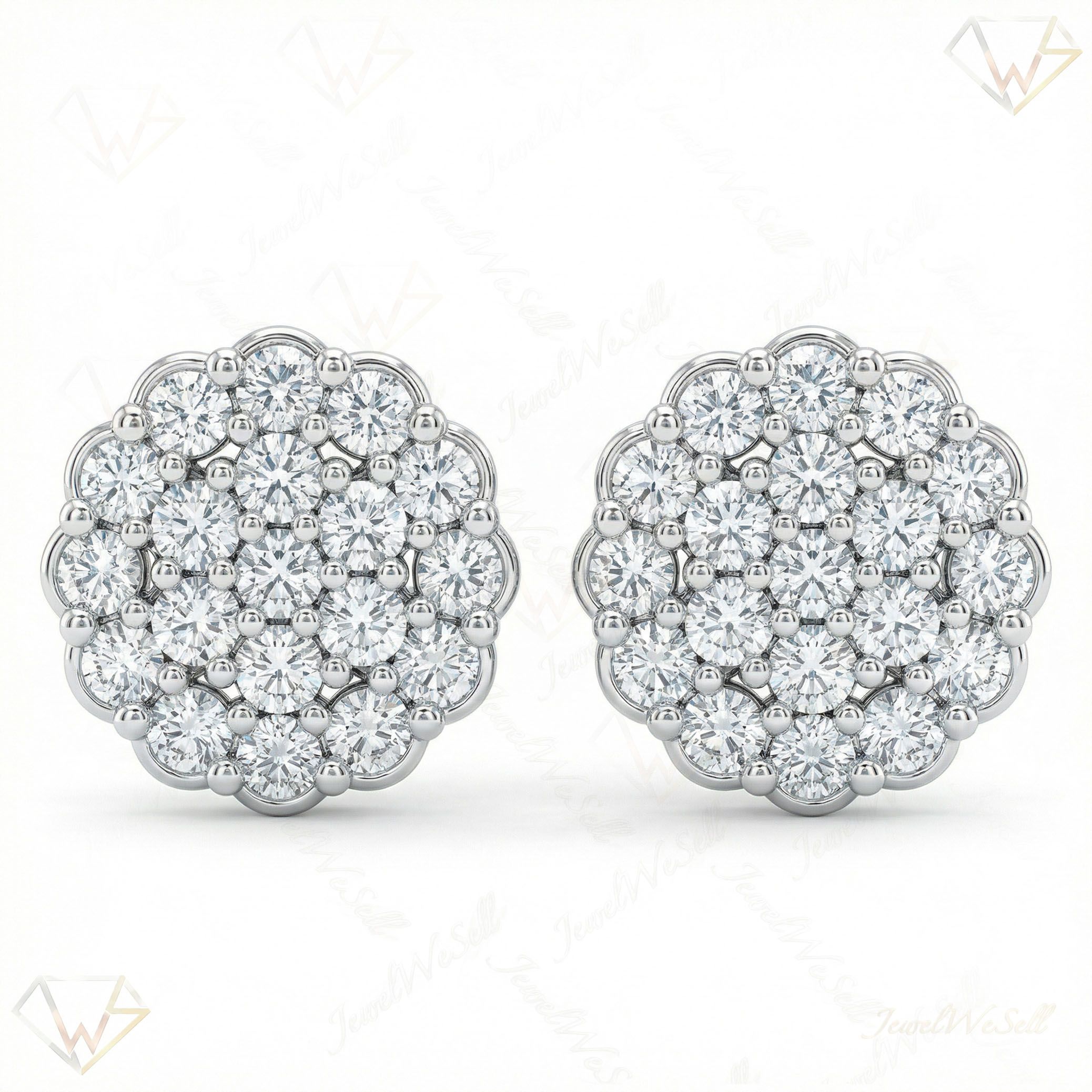 0.65 ct EF VS Lab Grown DIamond Cluster Earrings in 10k White Gold 16642