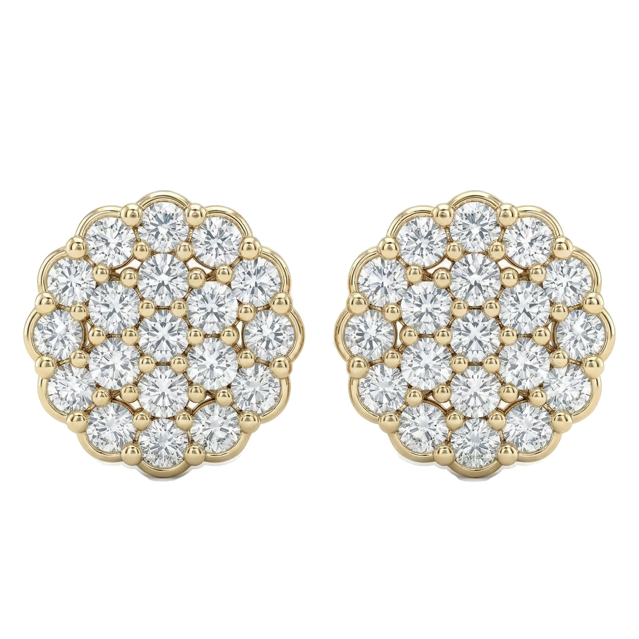 0.65 ct EF VS Lab Grown DIamond Cluster Earrings in 10k Yellow Gold 16642