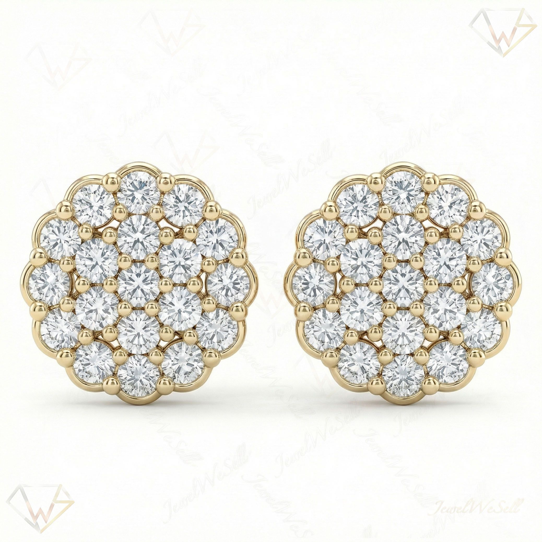 0.65 ct EF VS Lab Grown DIamond Cluster Earrings in 14k Yellow Gold 16642