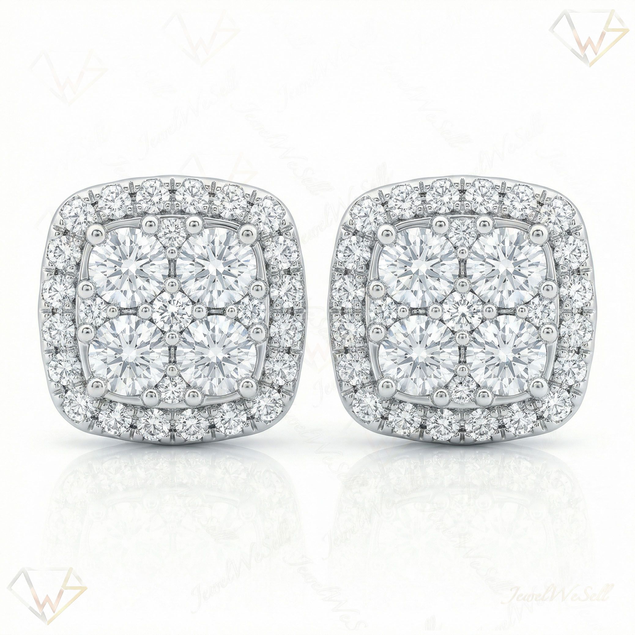 1.25 ct EF VS Lab Grown DIamond Cluster Earrings in 10k White Gold 16644