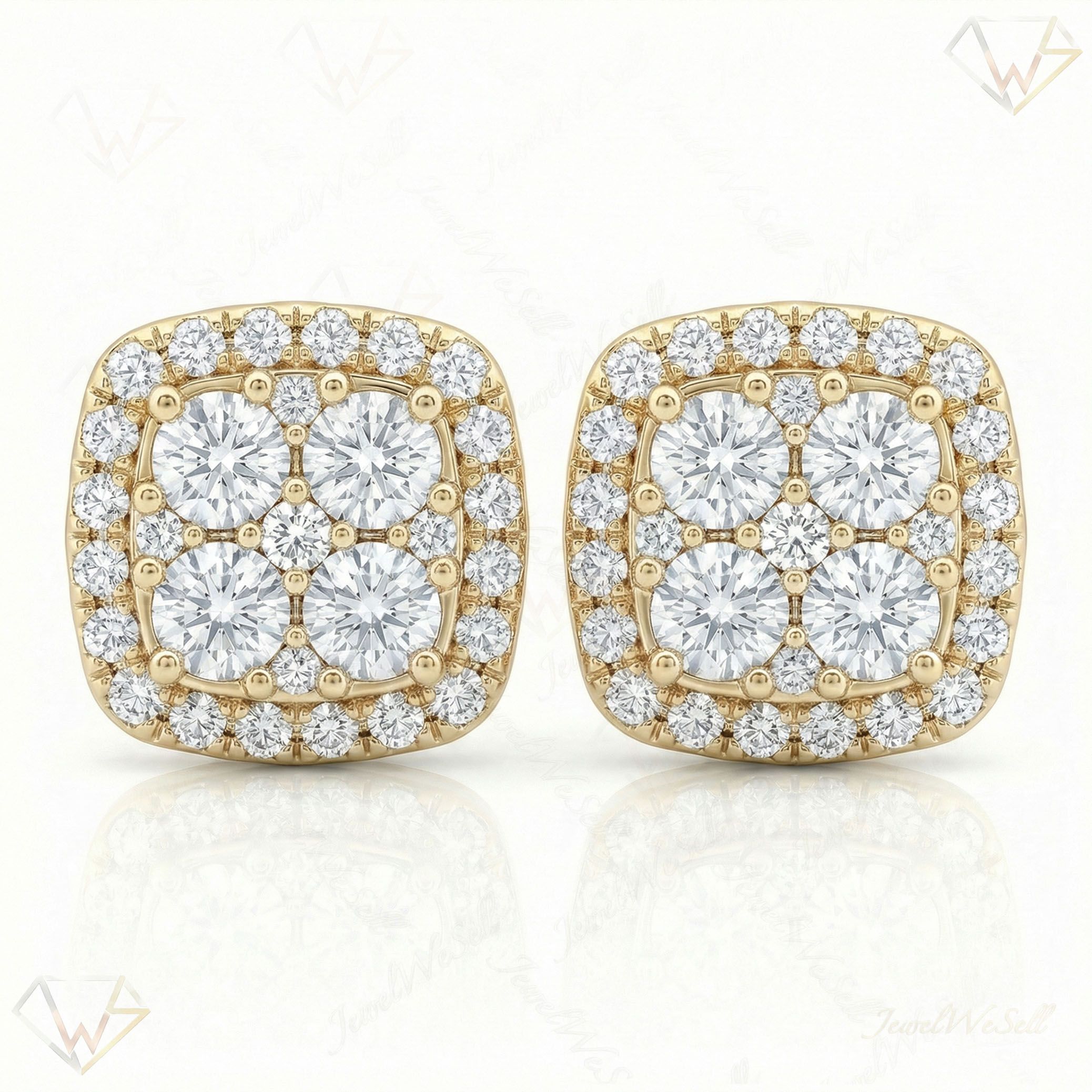 1.25 ct EF VS Lab Grown DIamond Cluster Earrings in 10k Yellow Gold 16644