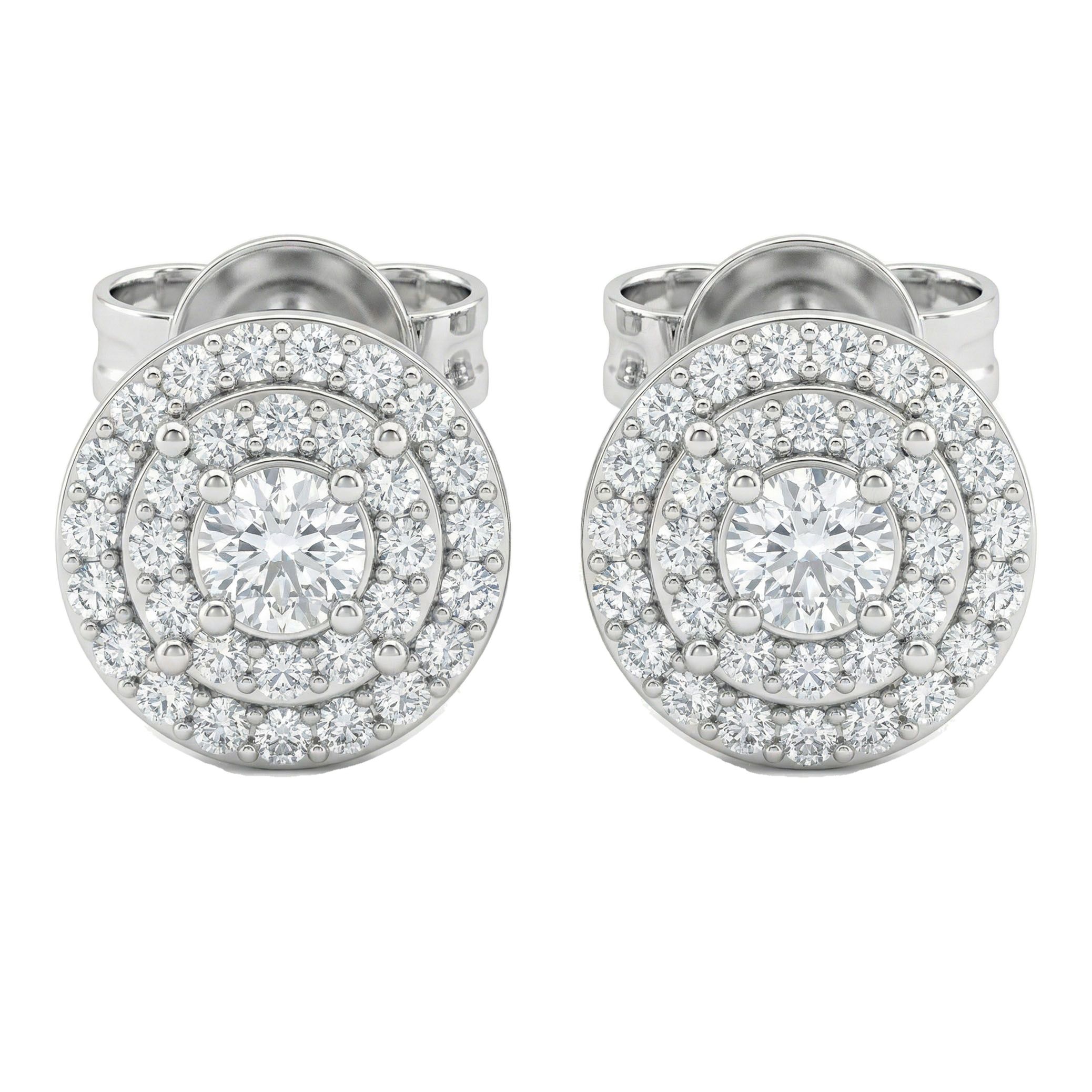 0.50 ct EF VS Moissanite Halo Earrings in 925 Sterling Silver 16646