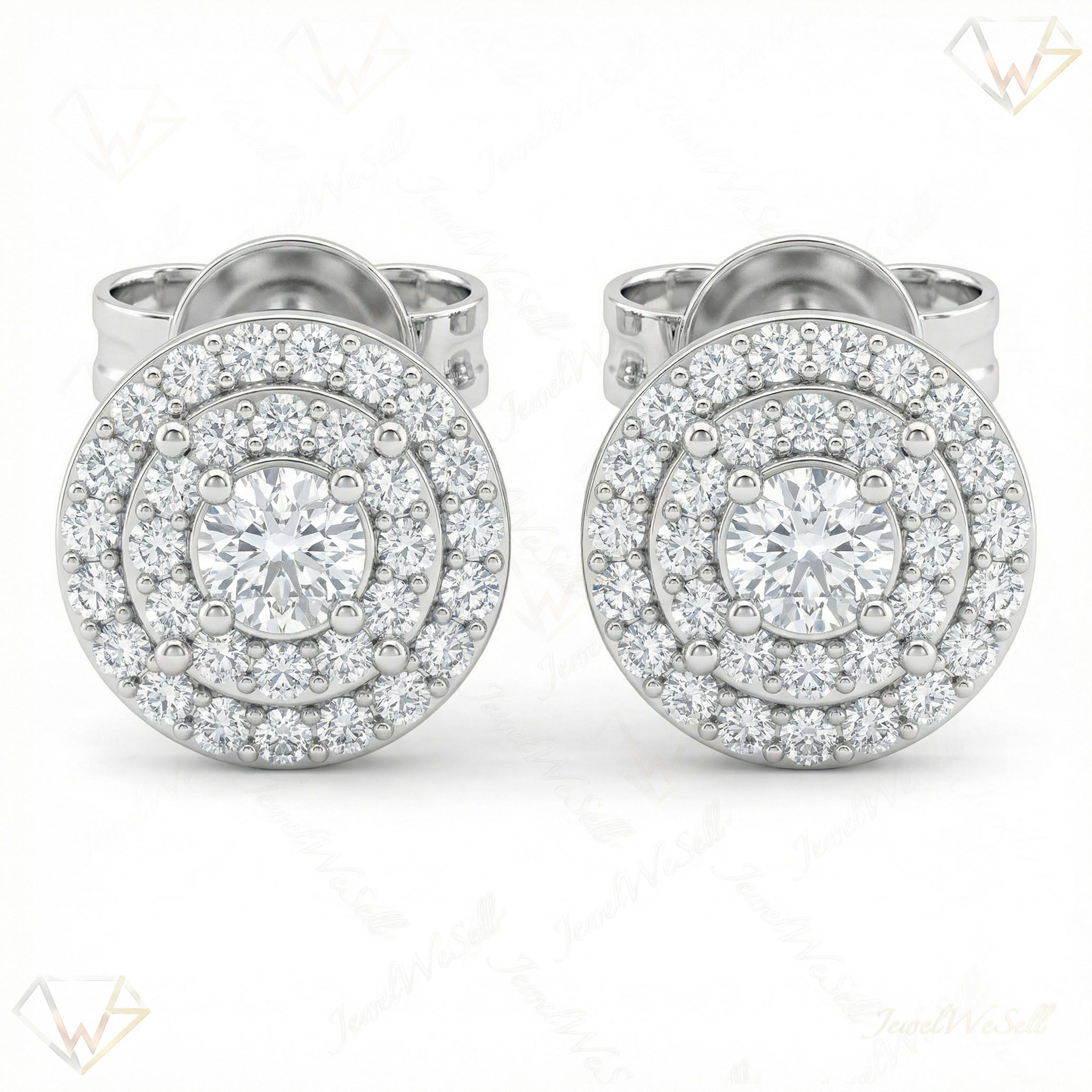 0.50 ct EF VS Lab Grown DIamond Halo Earrings in 14k White Gold 16646