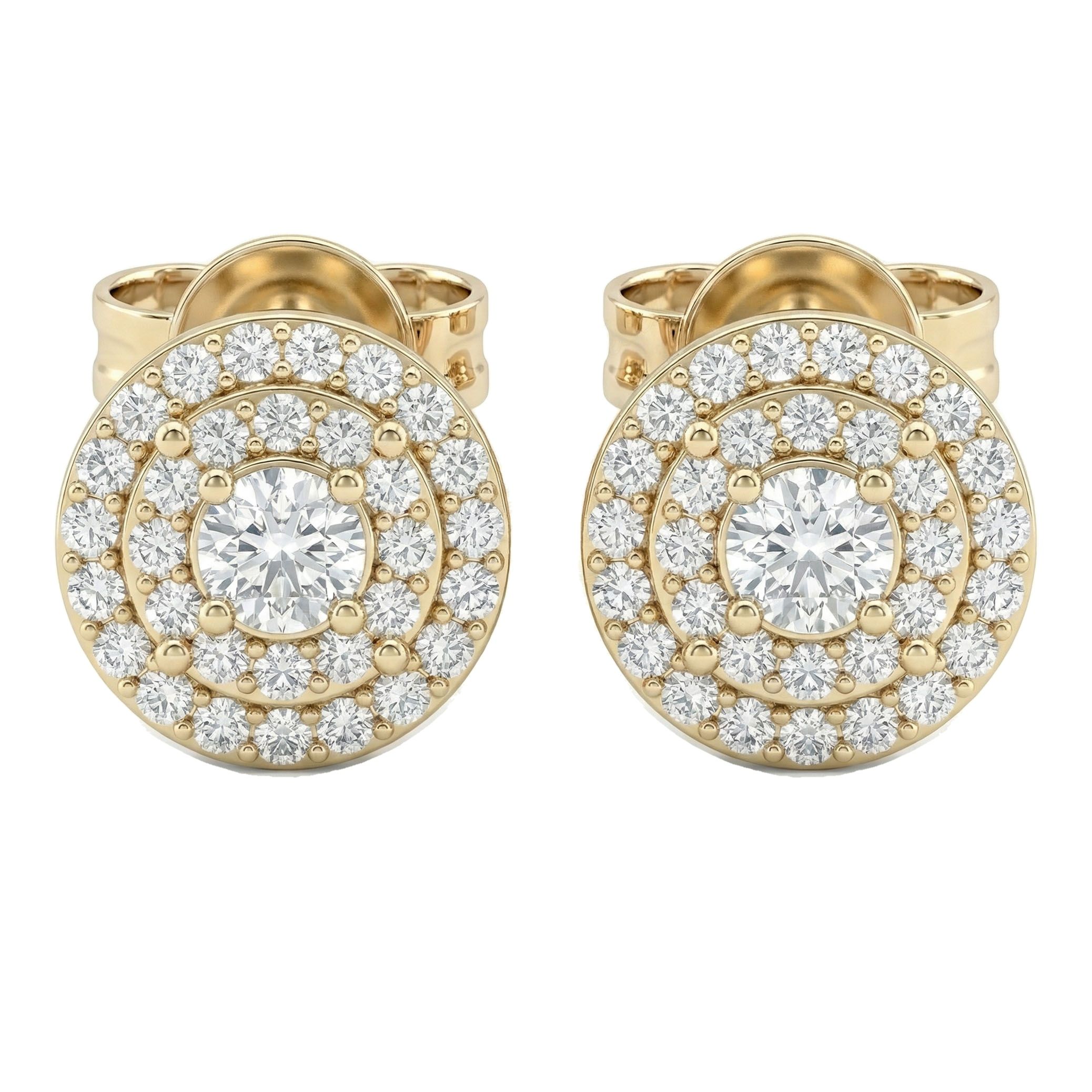 0.50 ct EF VS Lab Grown DIamond Halo Earrings in 10k Yellow Gold 16646