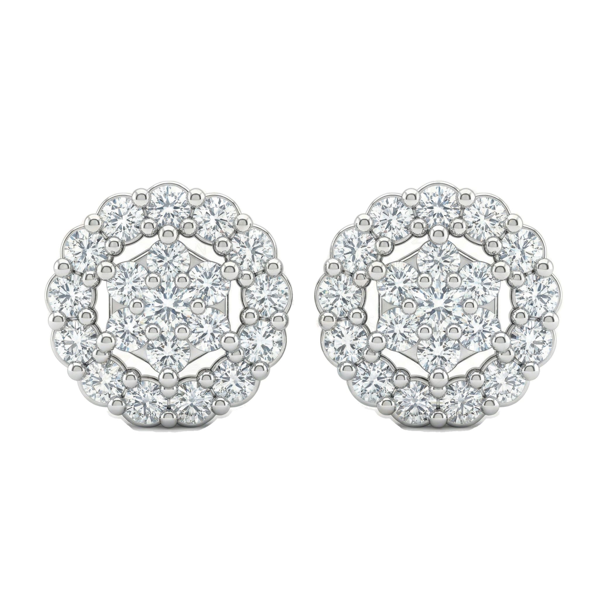0.85 ct EF VS Lab Grown DIamond Halo Earrings in 10k White Gold 18353