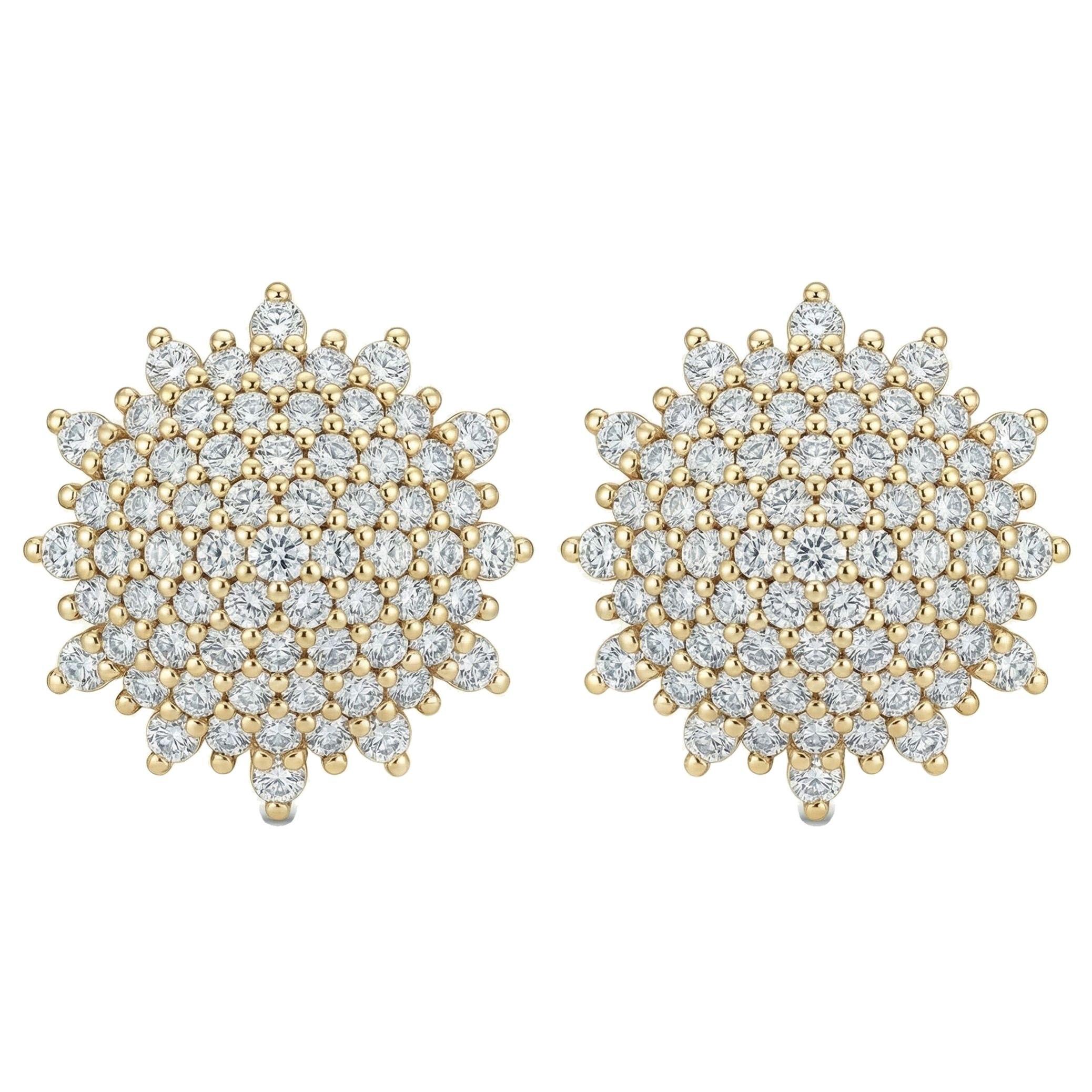 1.45 ct EF VS Lab Grown DIamond Cluster Earrings in 10k Yellow Gold 18960