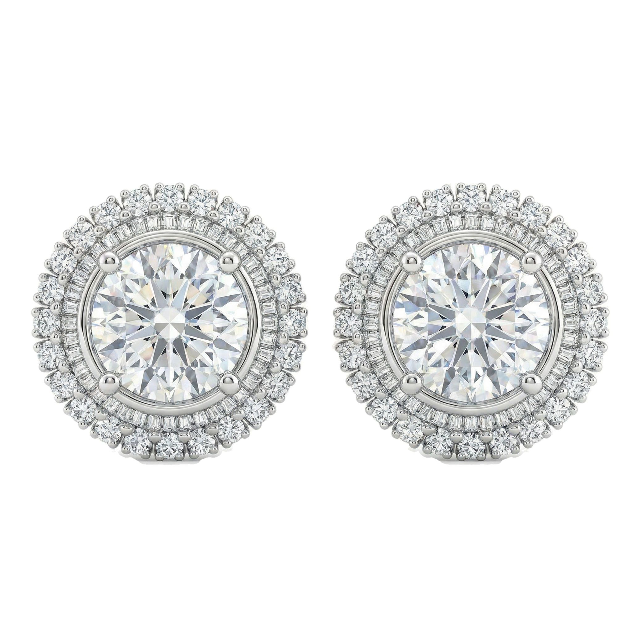 10.55 ct EF VS Lab Grown DIamond Halo Earrings in 10k White Gold 18986