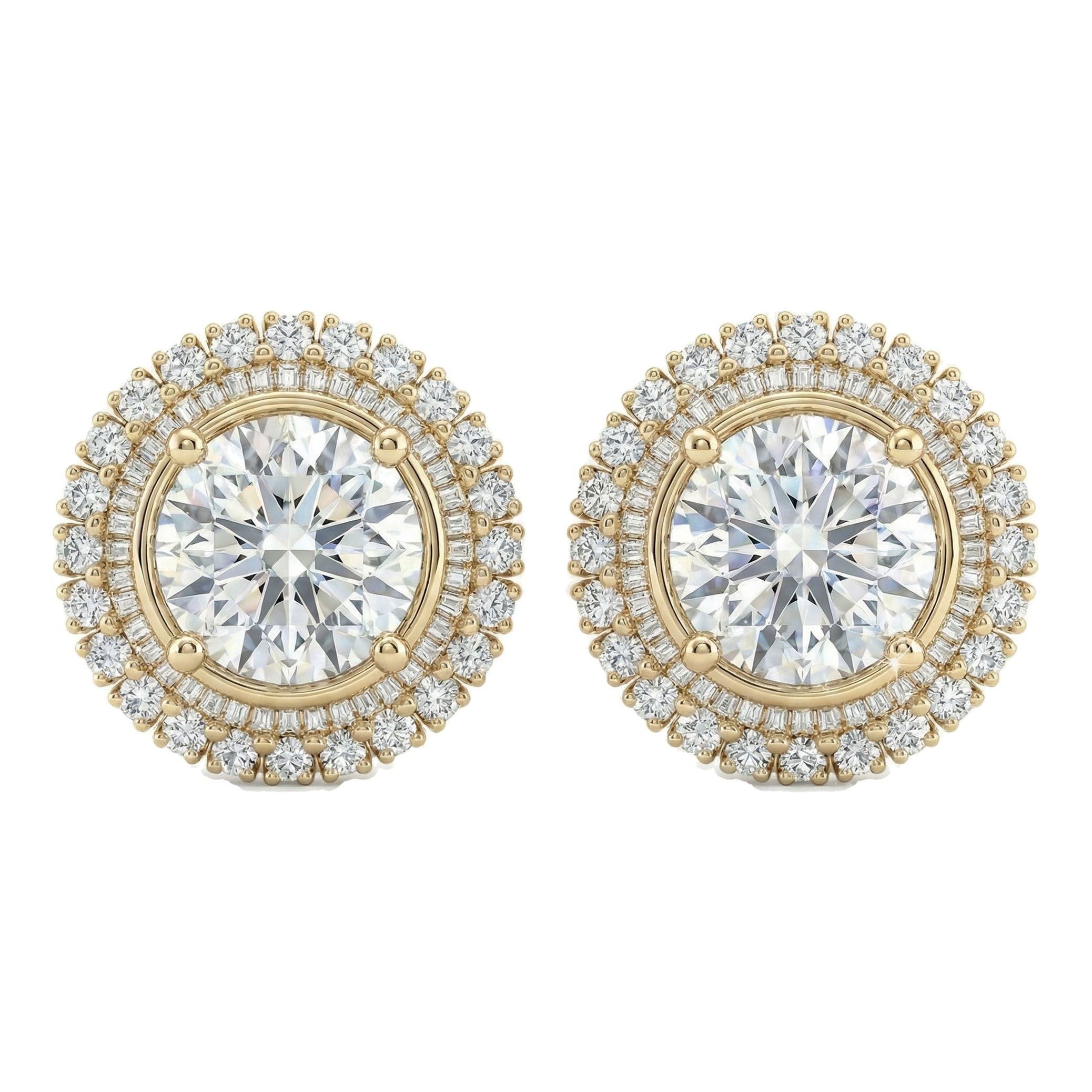 10.55 ct EF VS Lab Grown DIamond Halo Earrings in 10k Yellow Gold 18986