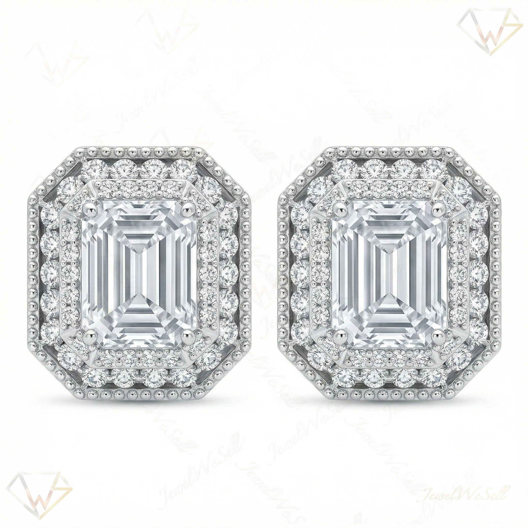 9.10 ct EF VS Lab Grown DIamond Halo Earrings in 10k White Gold 18988