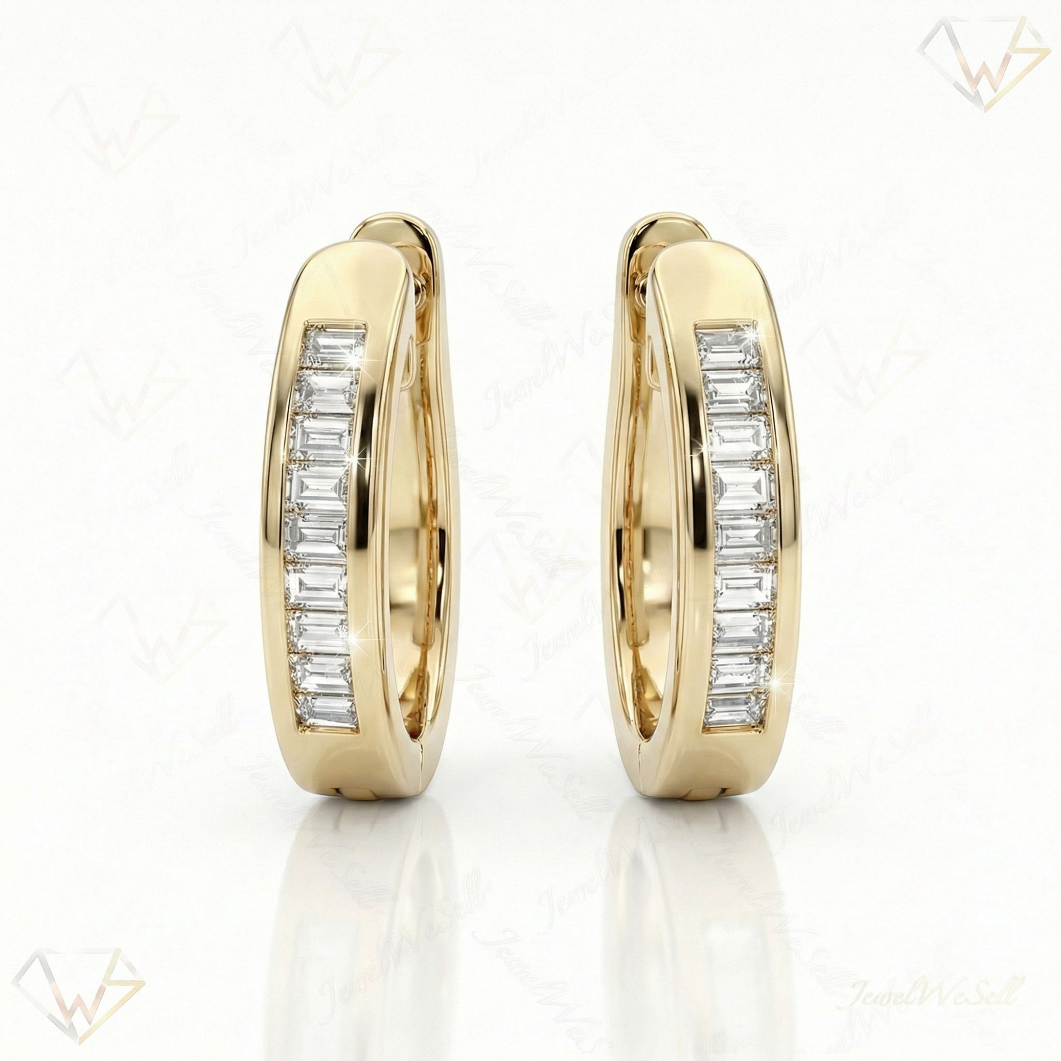 1.65 ct EF VS Lab Grown DIamond Huggies Earrings in 10k Yellow Gold 21732
