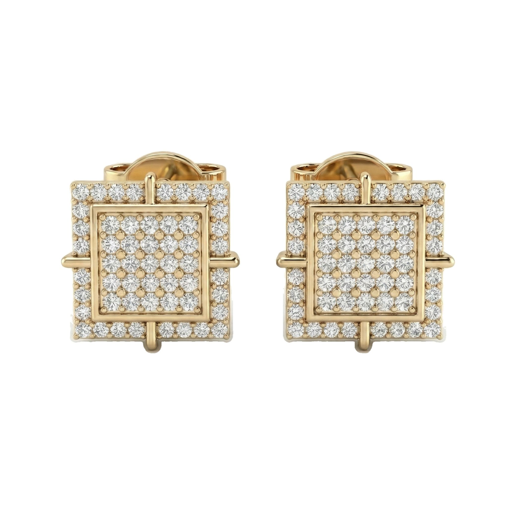 0.95 ct EF VS Lab Grown DIamond Micropave Earrings in 10k Yellow Gold 2461