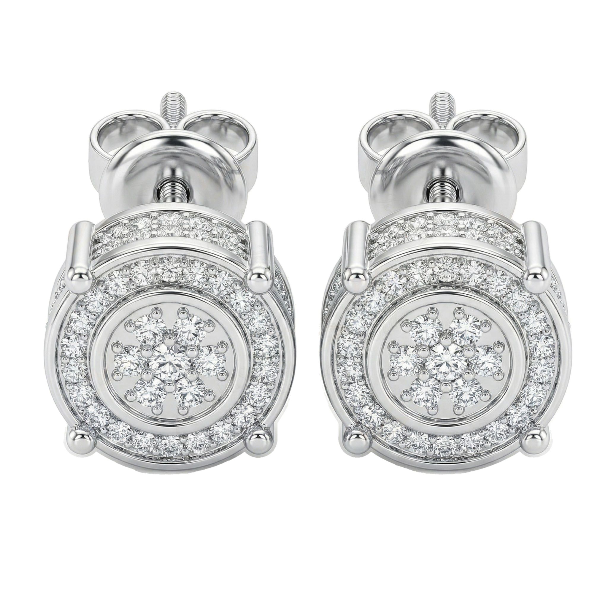 0.80 ct EF VS Lab Grown DIamond Micropave Earrings in 10k White Gold 2466