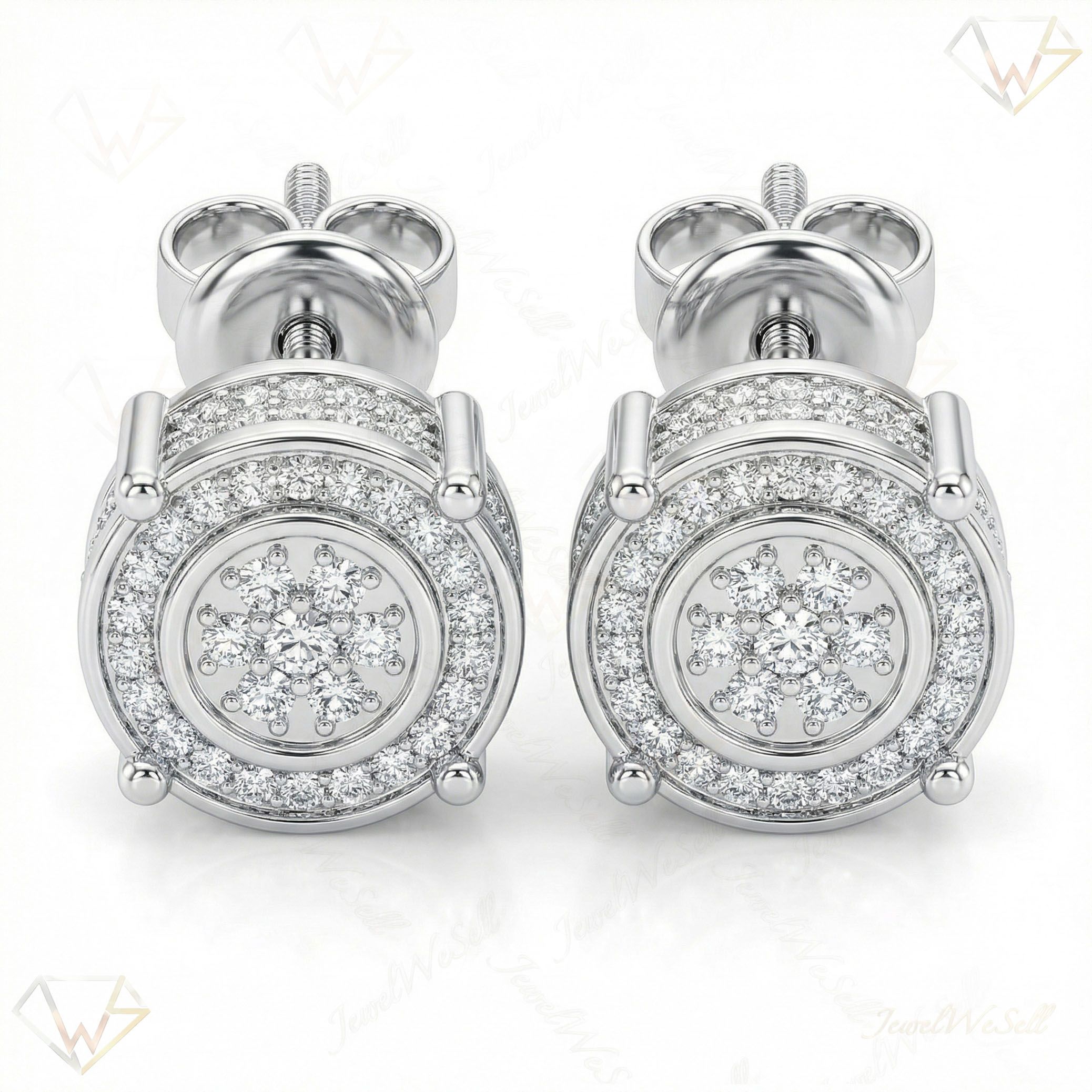 0.80 ct EF VS Moissanite Micropave Earrings in 925 Sterling Silver 2466