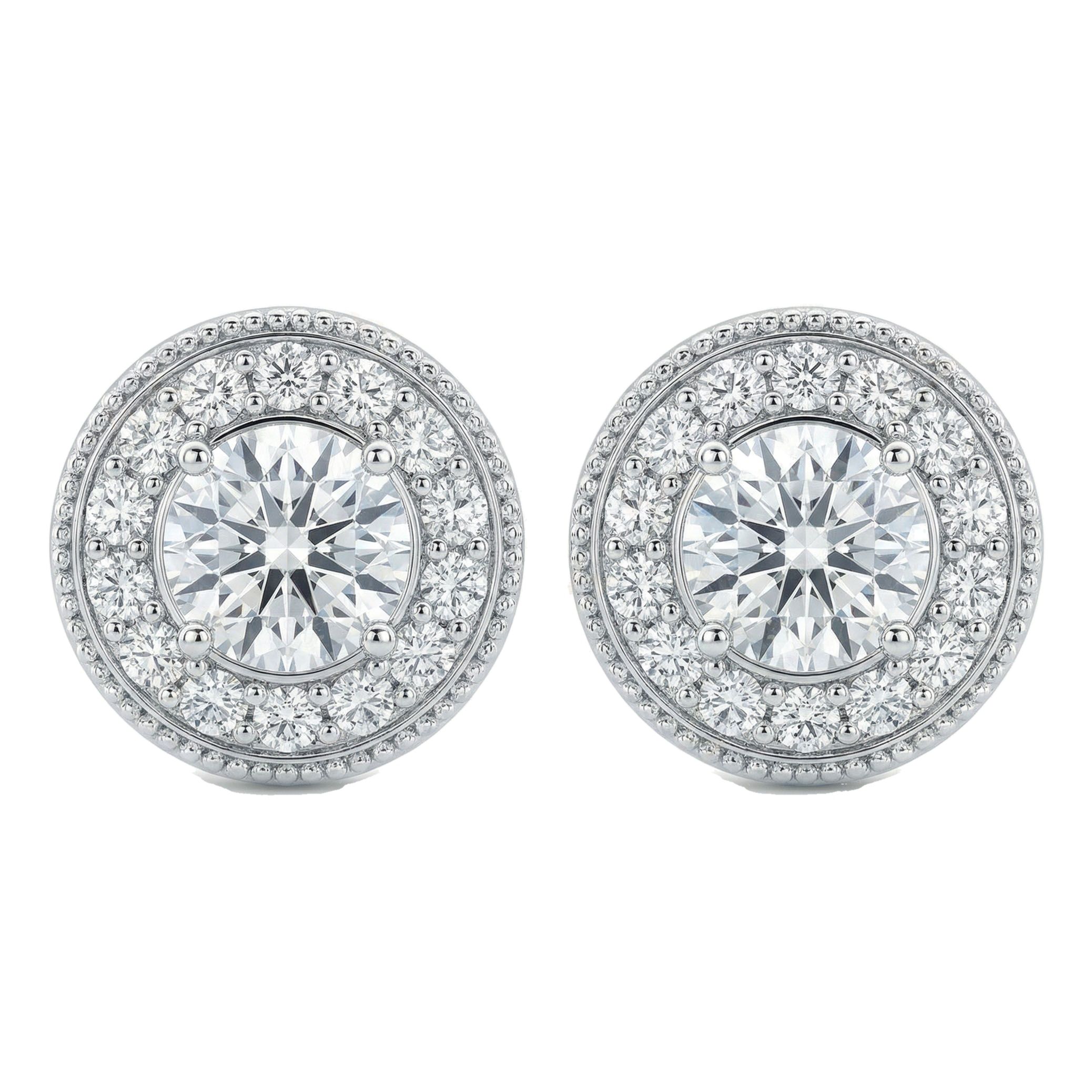 5.00 ct EF VS Moissanite Halo Earrings in 925 Sterling Silver 2529