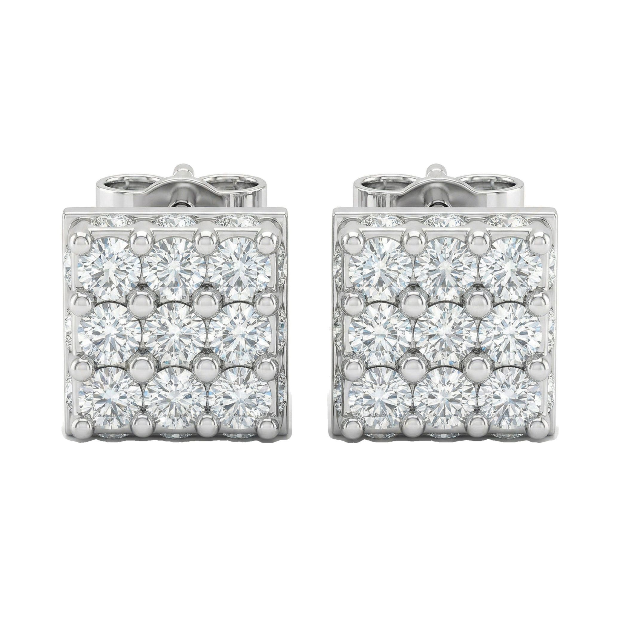 2.25 ct EF VS Moissanite Square Earrings in 925 Sterling Silver 2568