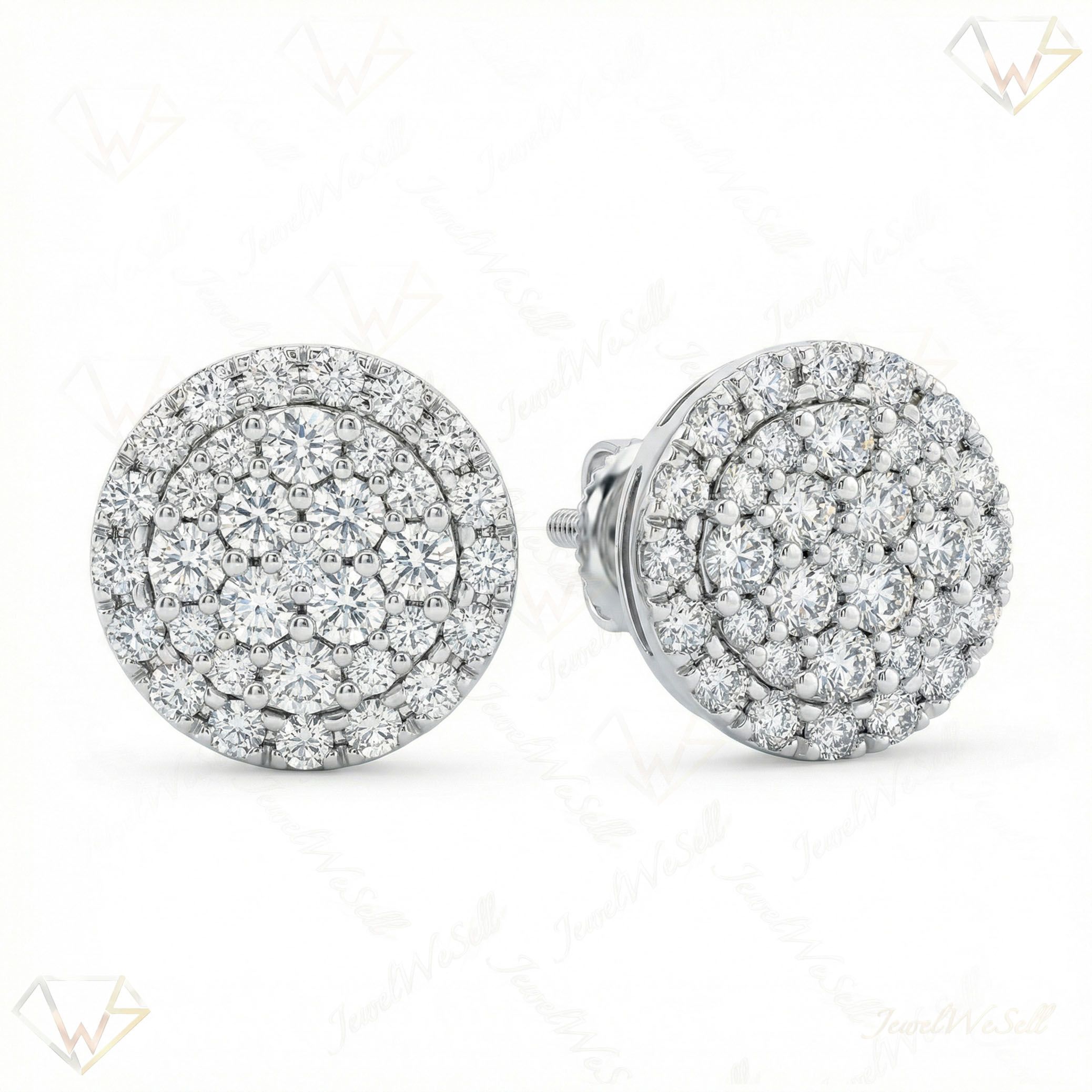 2.00 ct EF VS Lab Grown DIamond Micropave Earrings in 14k White Gold 2570