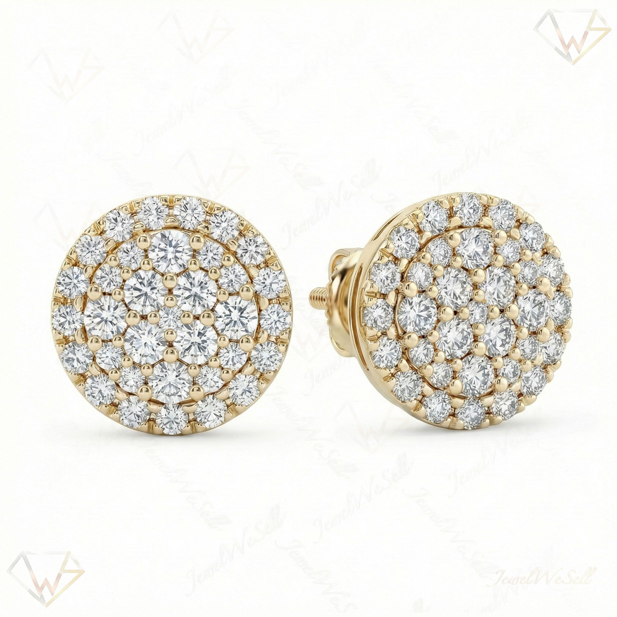 2.00 ct EF VS Lab Grown DIamond Micropave Earrings in 14k Yellow Gold 2570