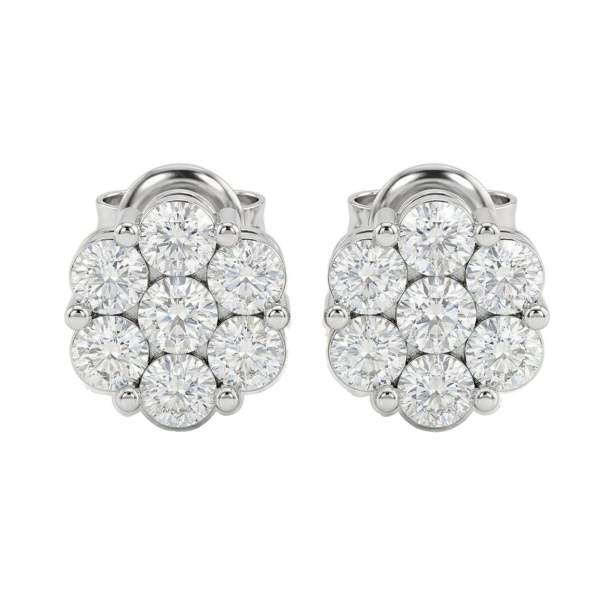1.80 ct EF VS Moissanite Cluster Earrings in 925 Sterling Silver 2712