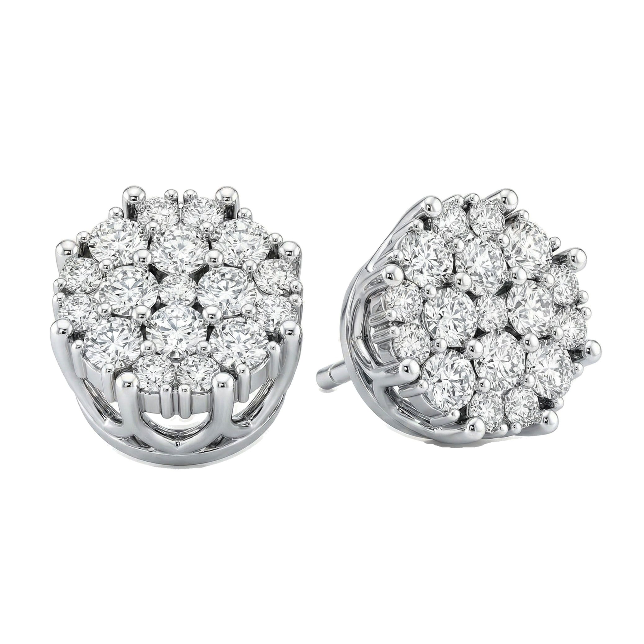 0.55 ct EF VS Lab Grown DIamond Cluster Earrings in 10k White Gold 300763