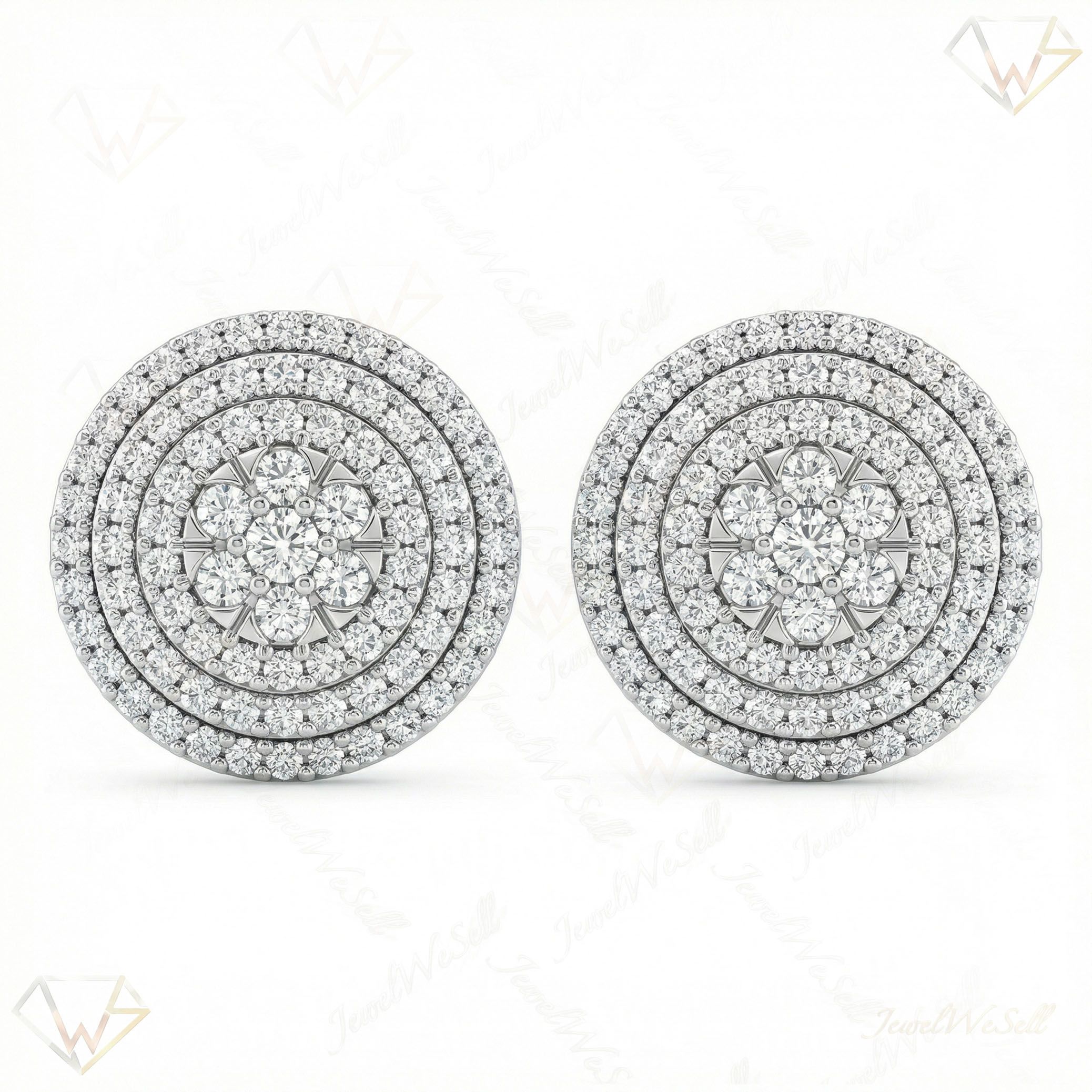1.30 ct EF VS Lab Grown DIamond Cluster Earrings in 10k White Gold 300773