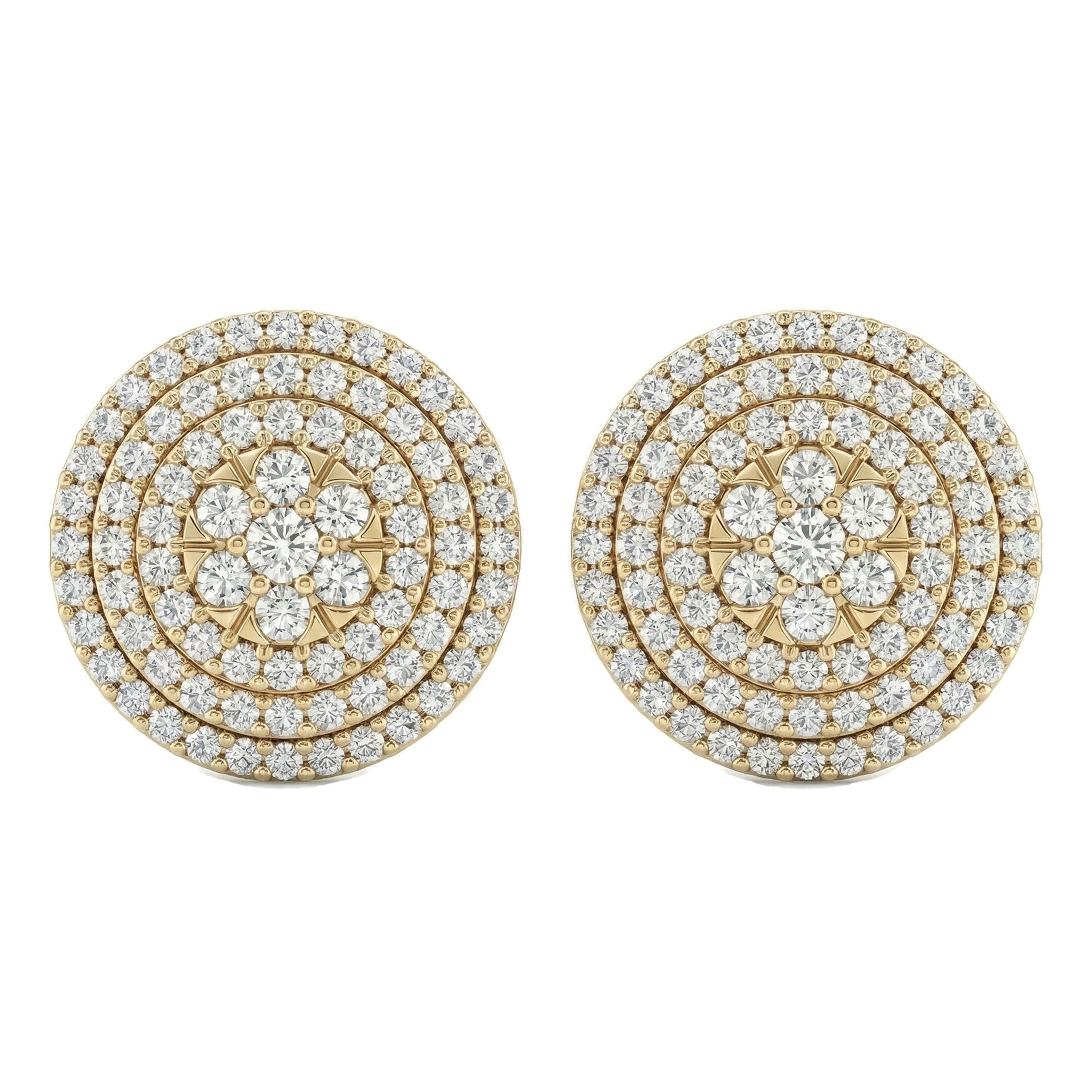 1.30 ct EF VS Lab Grown DIamond Cluster Earrings in 14k Yellow Gold 300773