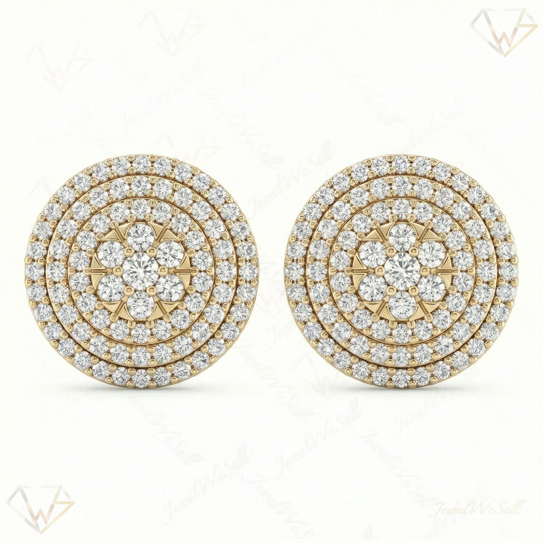 1.30 ct EF VS Lab Grown DIamond Cluster Earrings in 10k Yellow Gold 300773