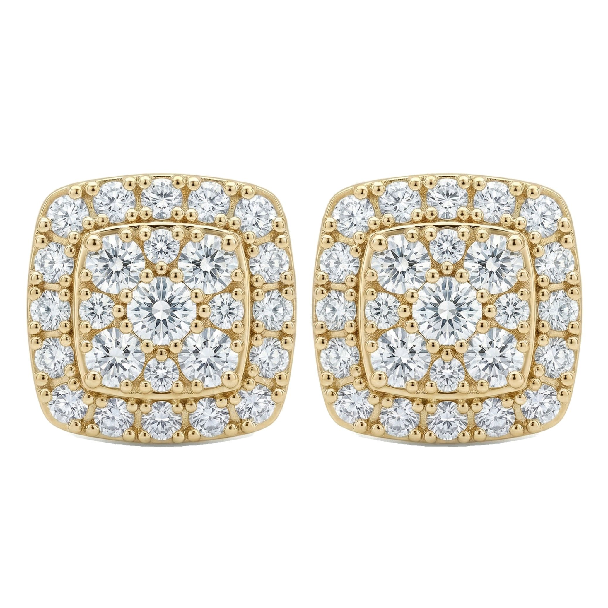 1.10 ct EF VS Lab Grown DIamond Halo Earrings in 14k Yellow Gold 300789