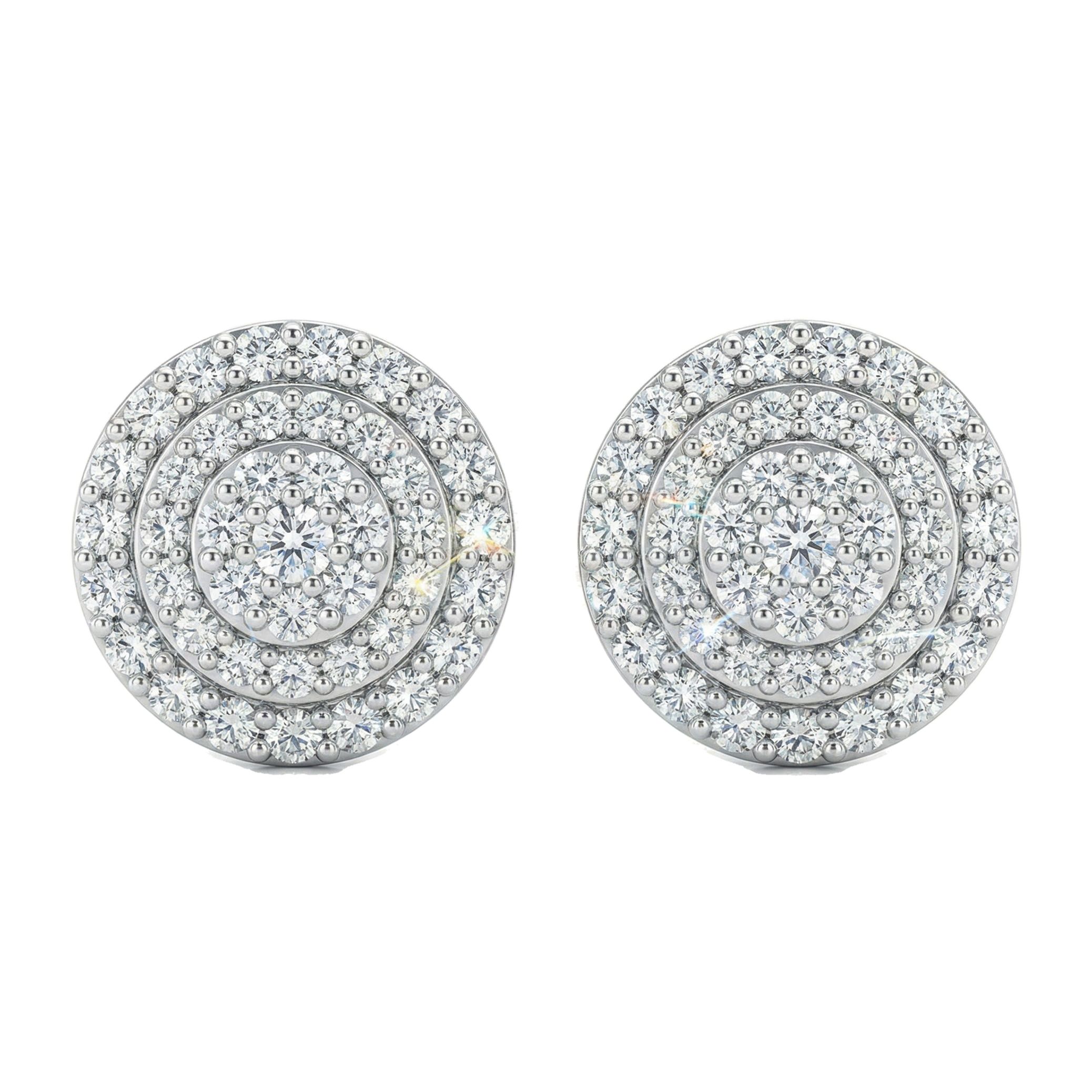 1.45 ct EF VS Lab Grown DIamond Cluster Earrings in 10k White Gold 300791