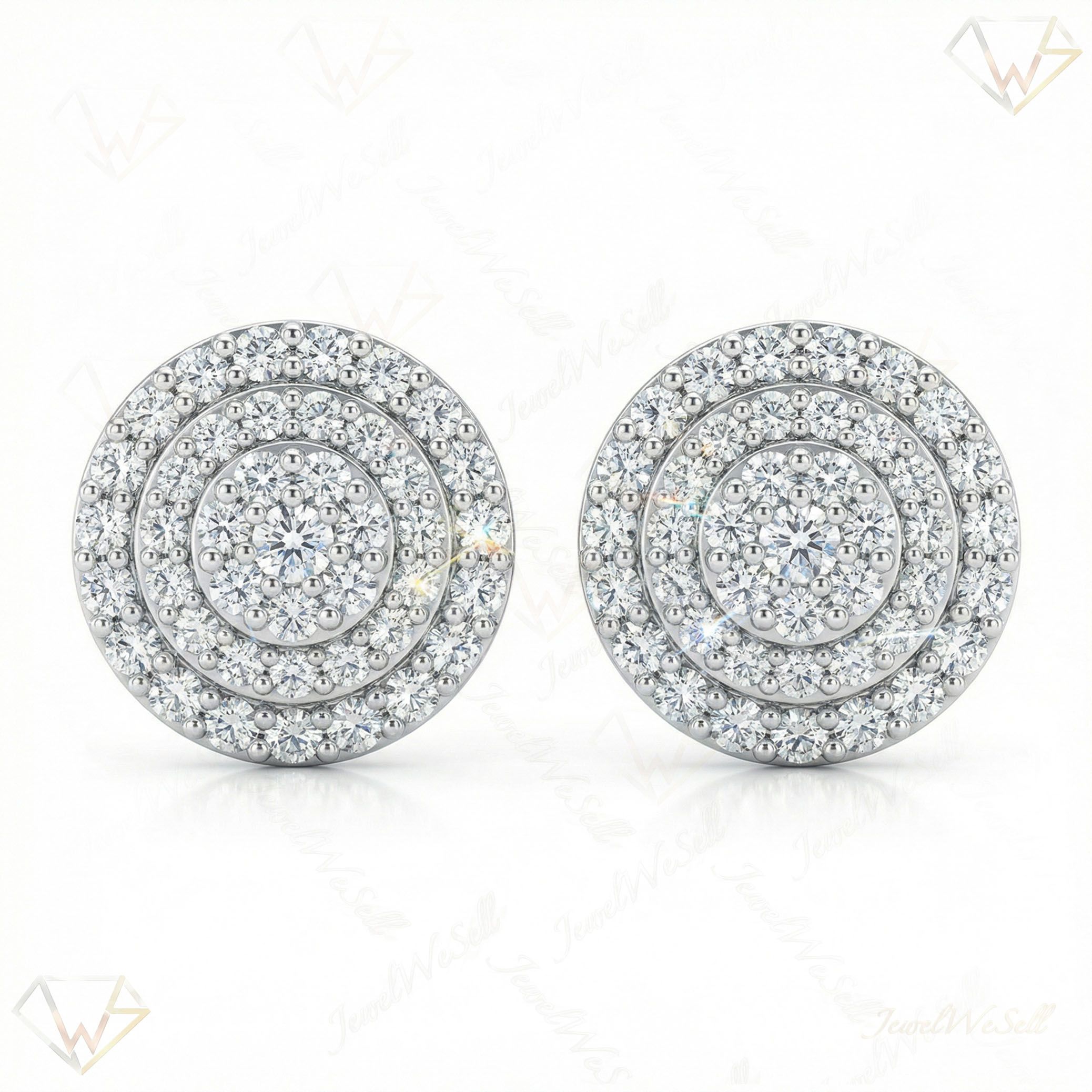 1.45 ct EF VS Lab Grown DIamond Cluster Earrings in 14k White Gold 300791