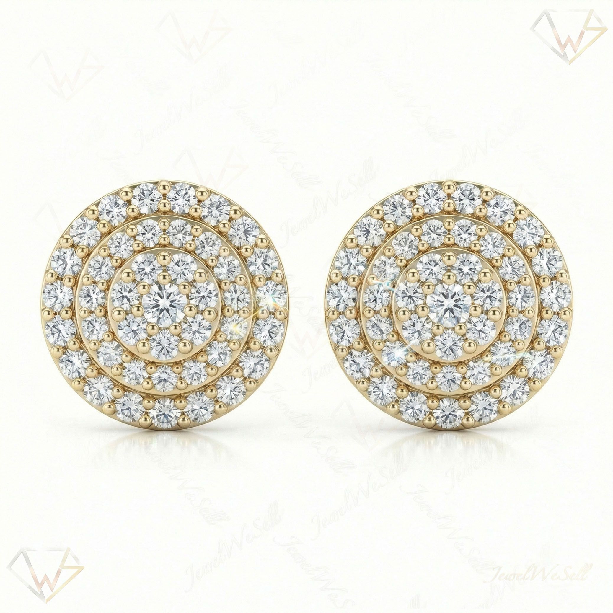 1.45 ct EF VS Lab Grown DIamond Cluster Earrings in 10k Yellow Gold 300791