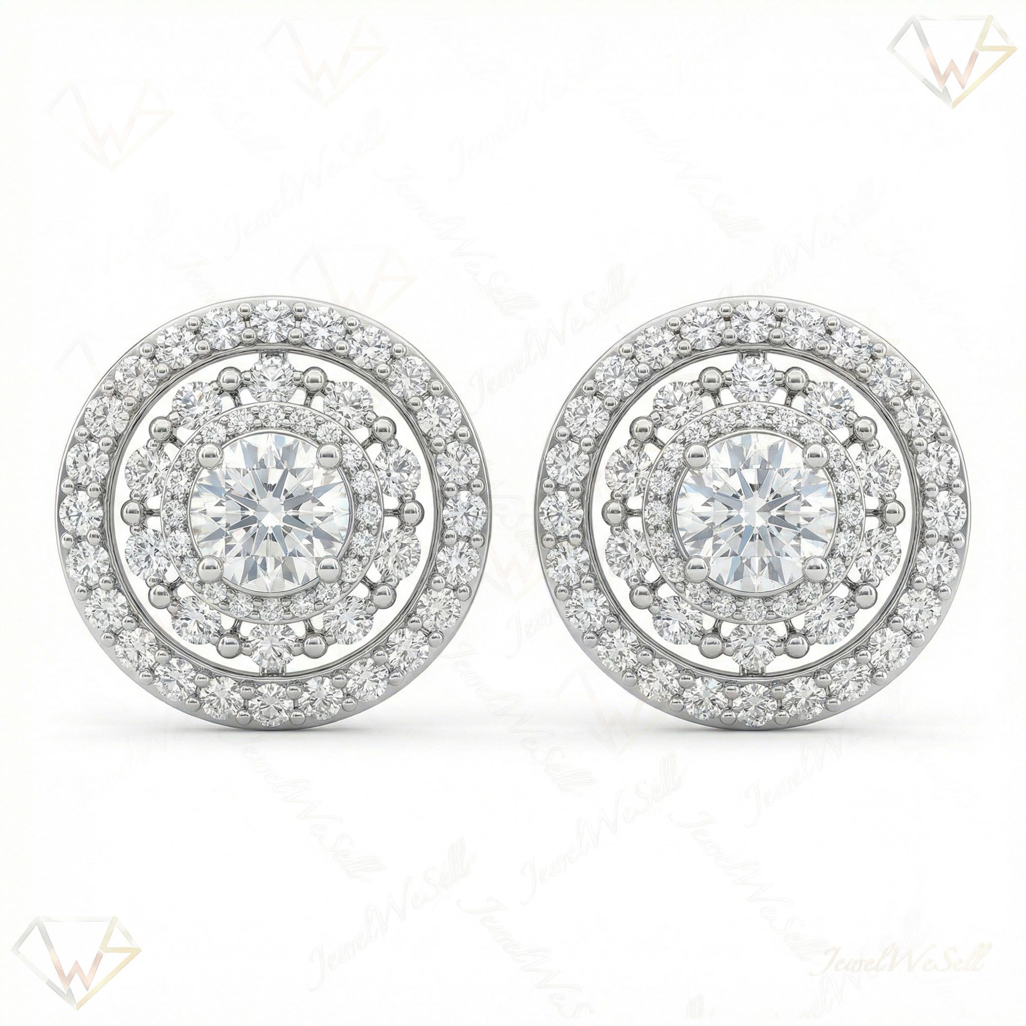 3.05 ct EF VS Lab Grown DIamond Micropave Earrings in 14k White Gold 300798