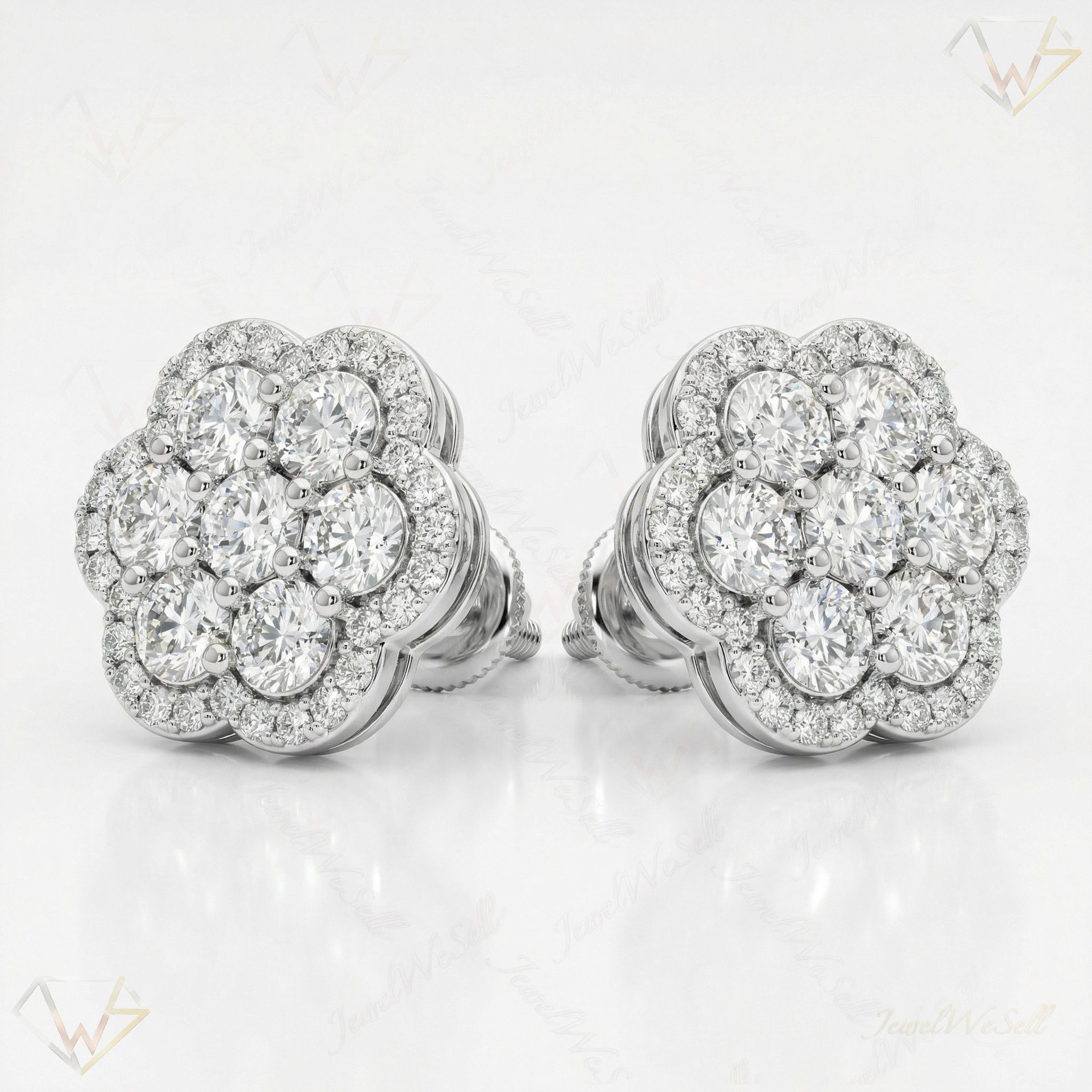 1.75 ct EF VS Moissanite Cluster Earrings in 925 Sterling Silver 300807