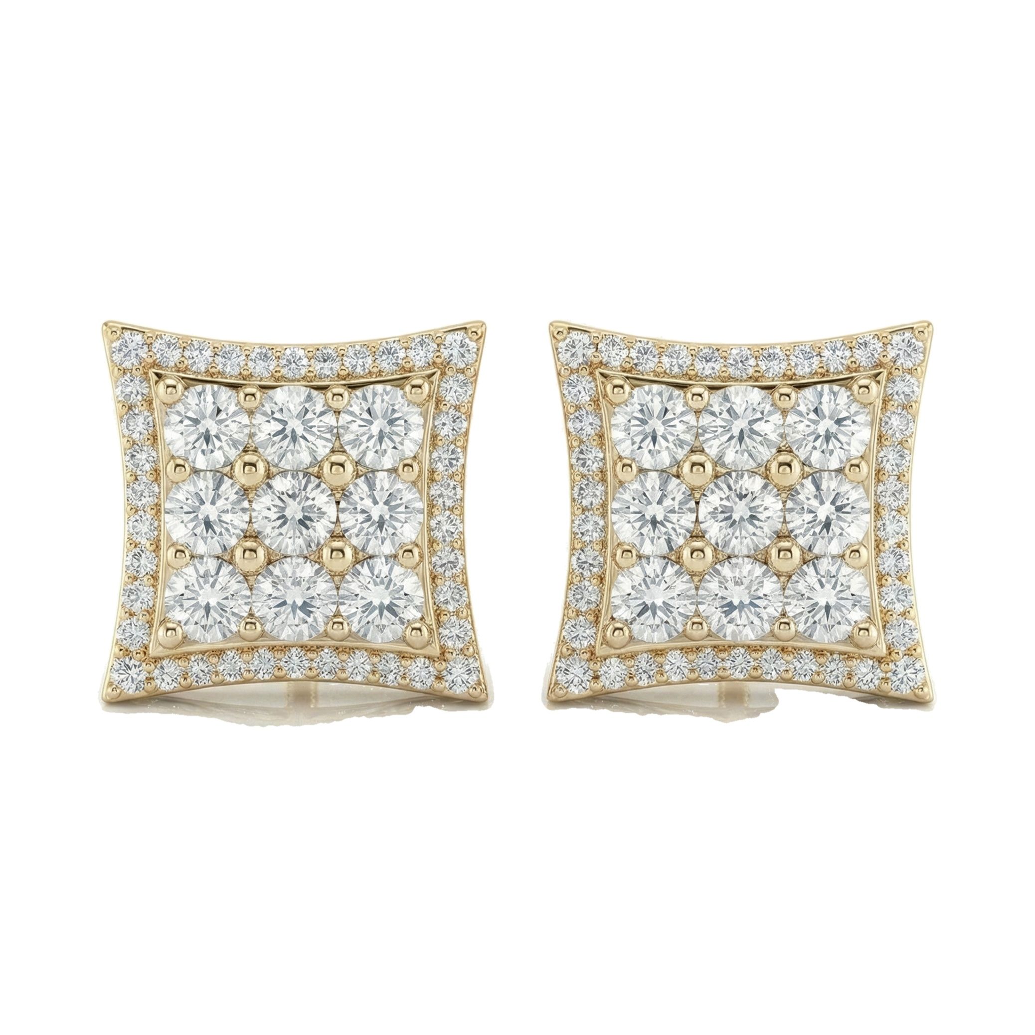 1.65 ct EF VS Lab Grown DIamond Micropave Earrings in 14k Yellow Gold 300809