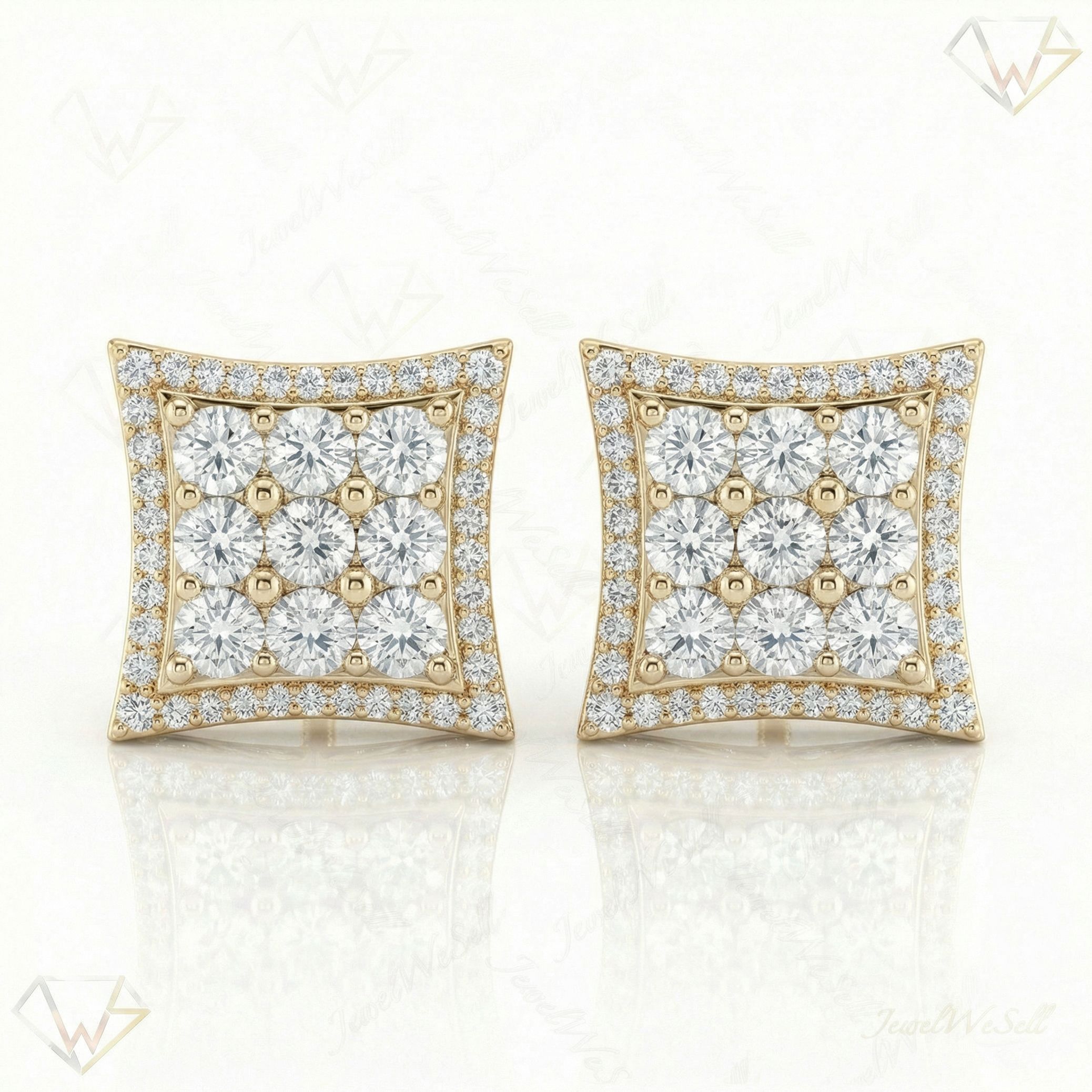 1.65 ct EF VS Lab Grown DIamond Micropave Earrings in 10k Yellow Gold 300809
